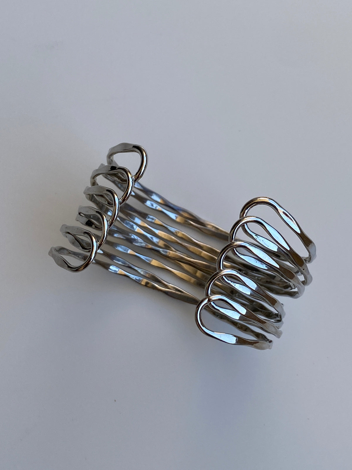 Vintage Silver-Tone Multi-Strand Open Cuff Bracelet