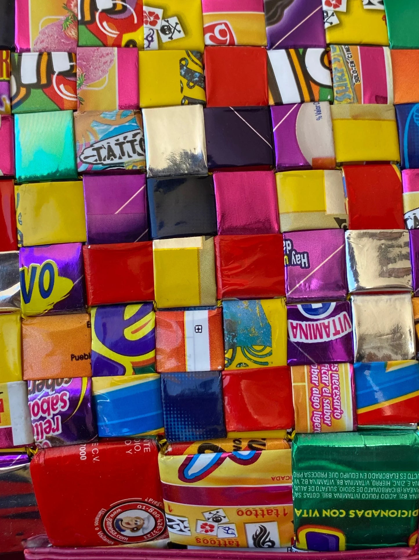 Ecoist Recycled Candy Wrapper Clutch Bag – Handmade Colorful Woven Upcycled Purse