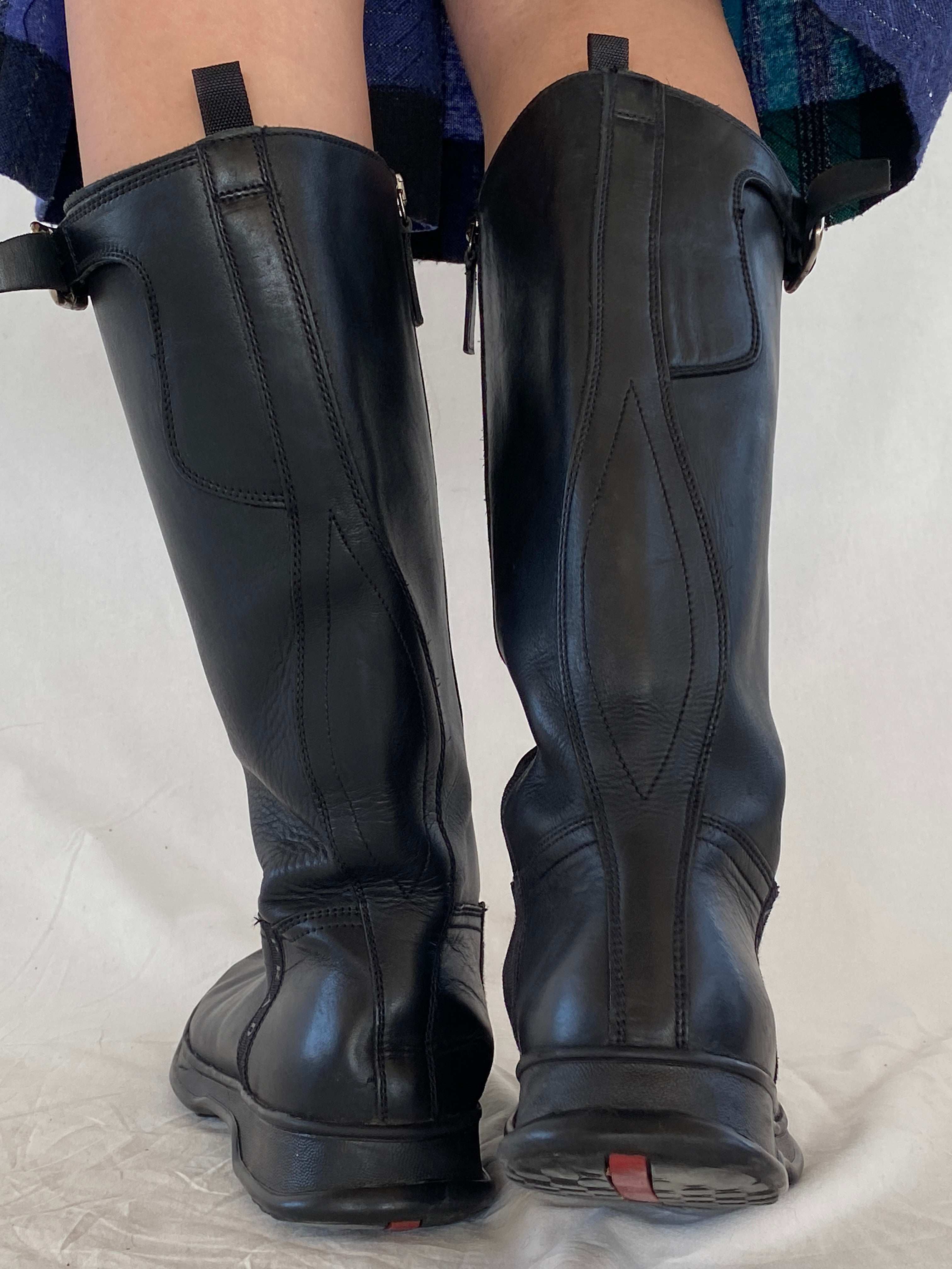 Vintage 90s PRADA Leather Moto boots - Balagan Vintage Boots 00s, 90s, Boots, Juana, NEW IN
