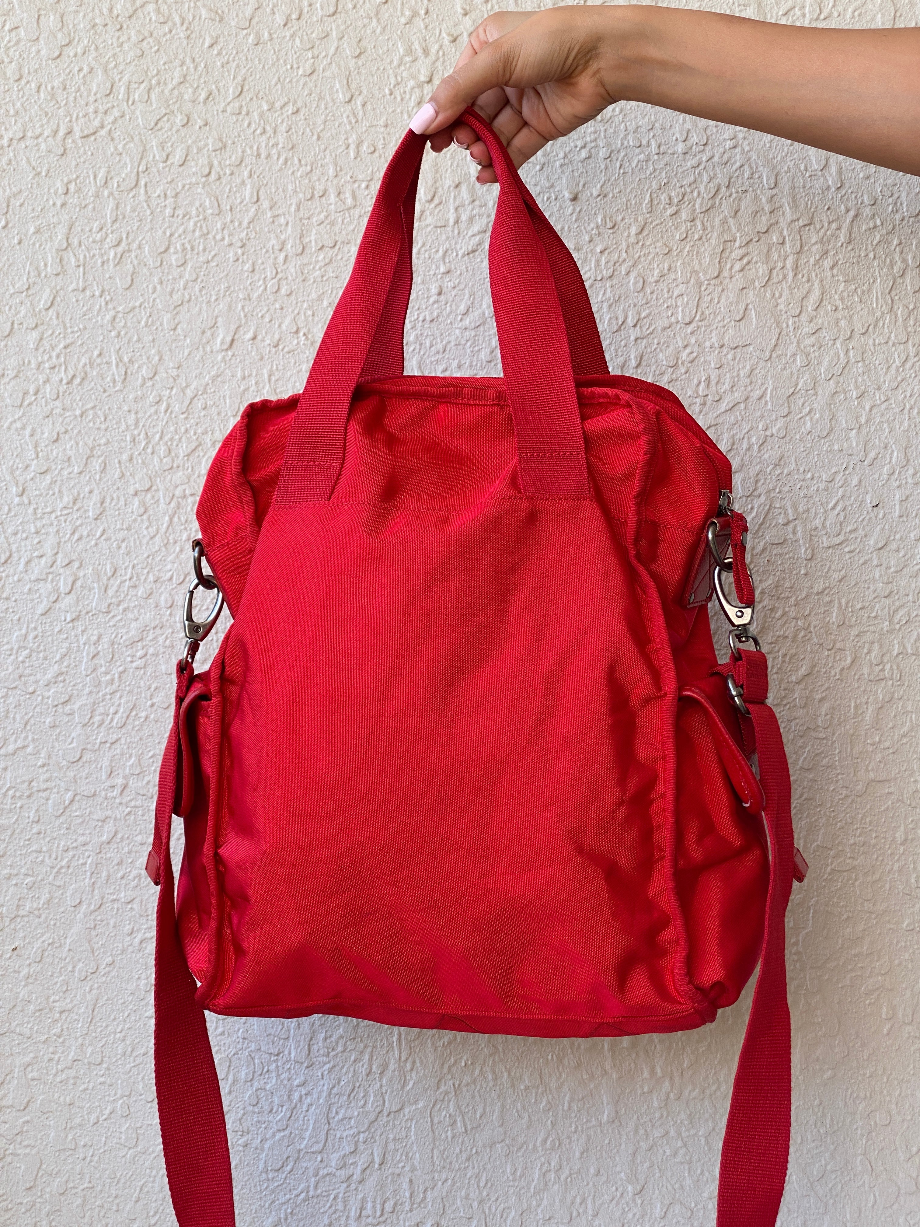 Fossil Red Heavy-Duty Nylon Laptop Messenger Hand-Crafted Work Bag