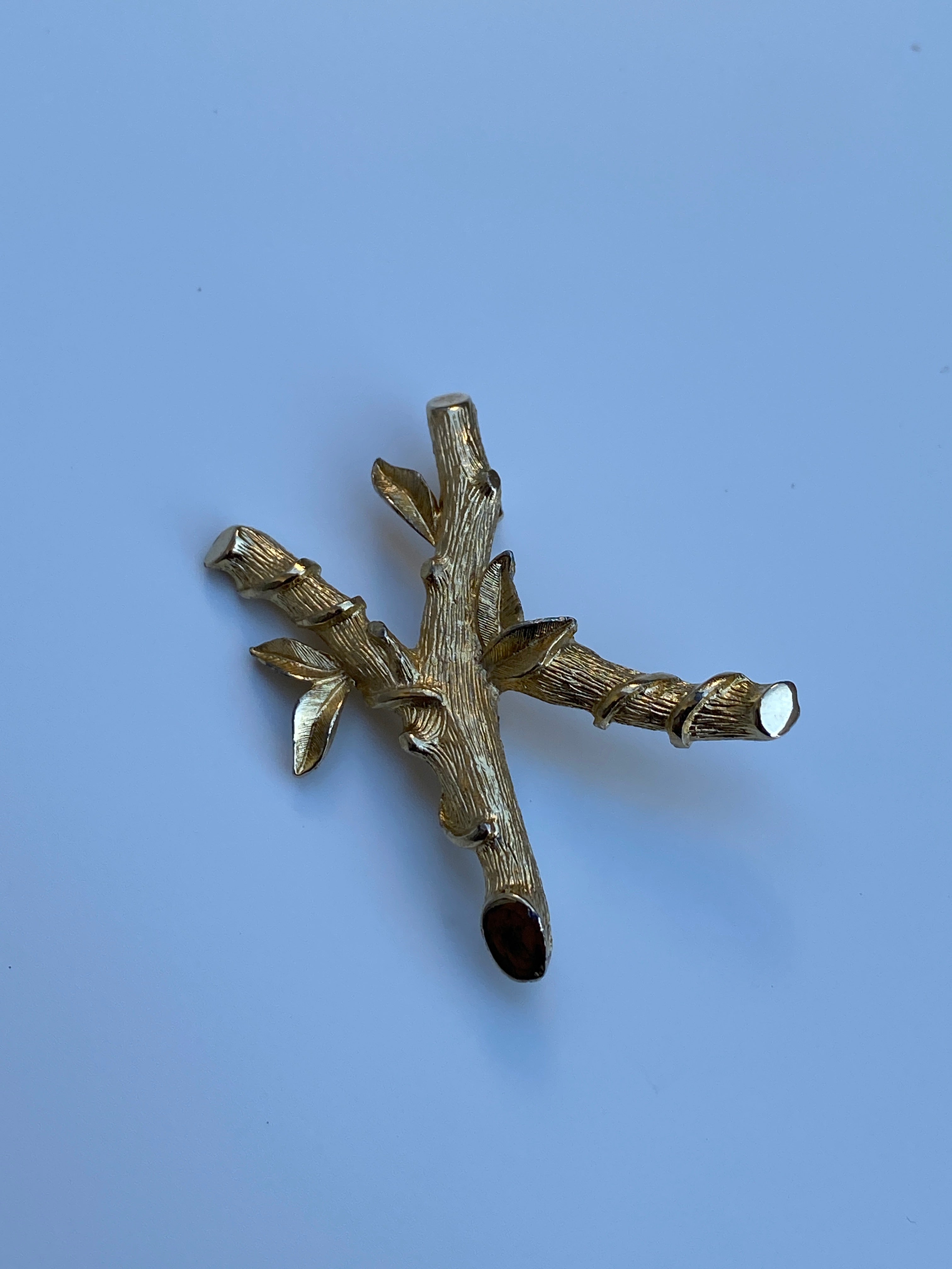 Vintage Sarah Coventry Gold Tone Bamboo Branch Brooch Nature Inspired Textured Pin