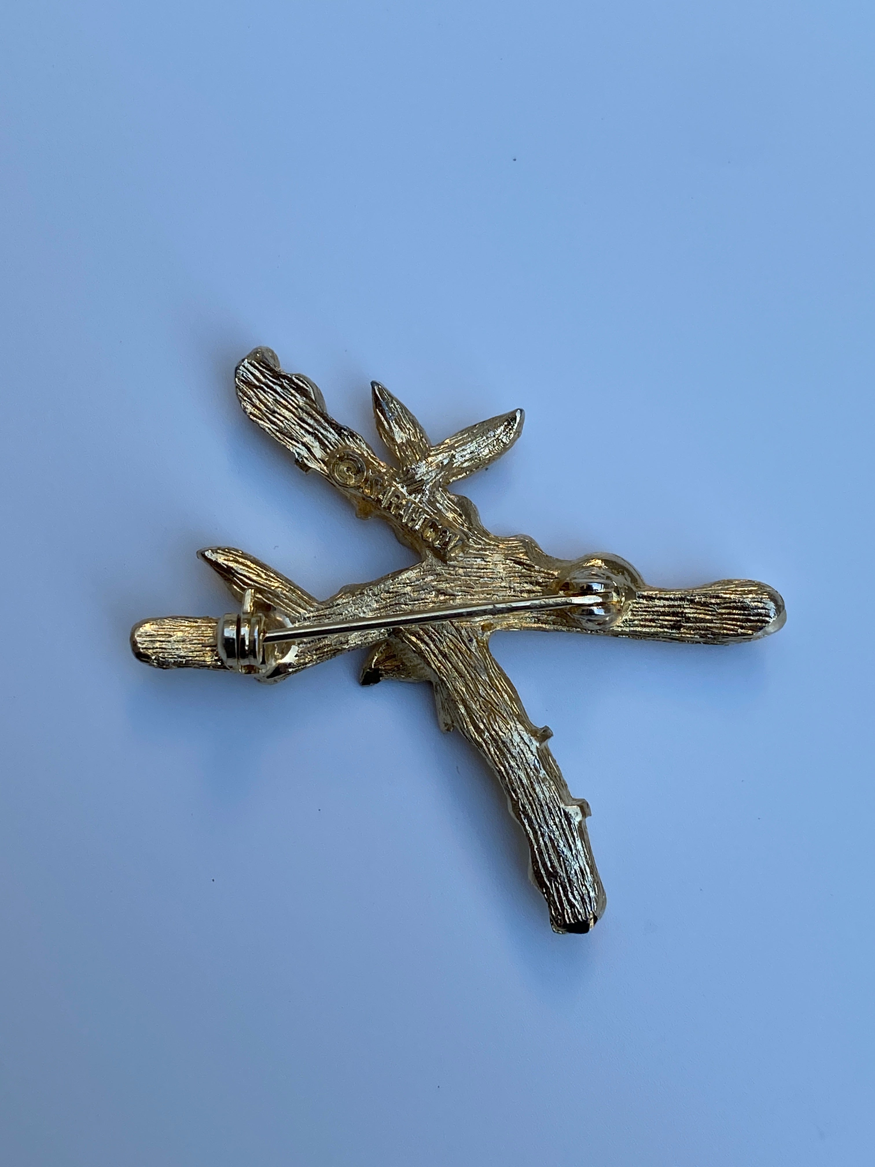 Vintage Sarah Coventry Gold Tone Bamboo Branch Brooch Nature Inspired Textured Pin