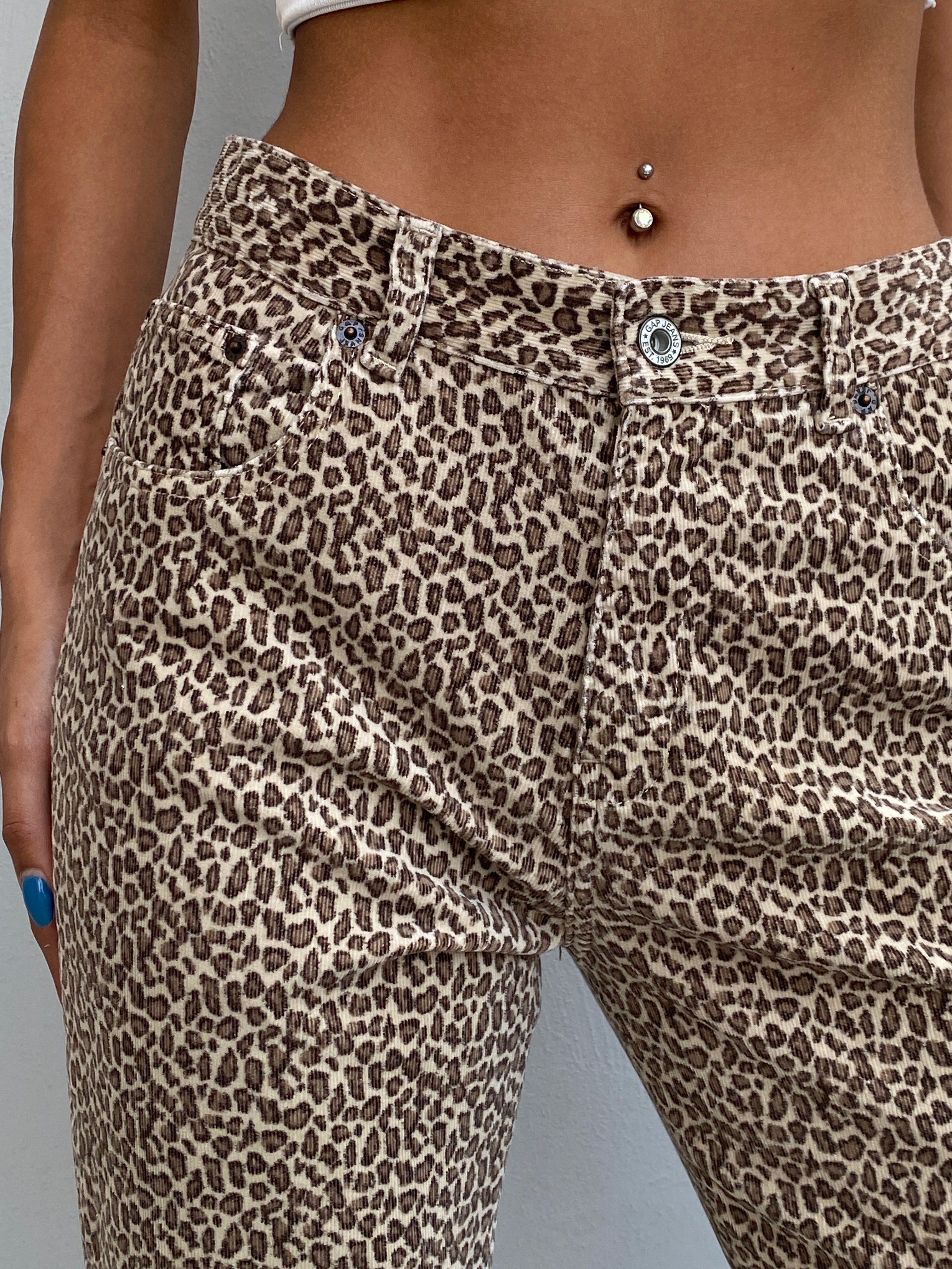Vintage Y2K GAP Leopard Print Straight Leg Jeans Brown Animal Print - S