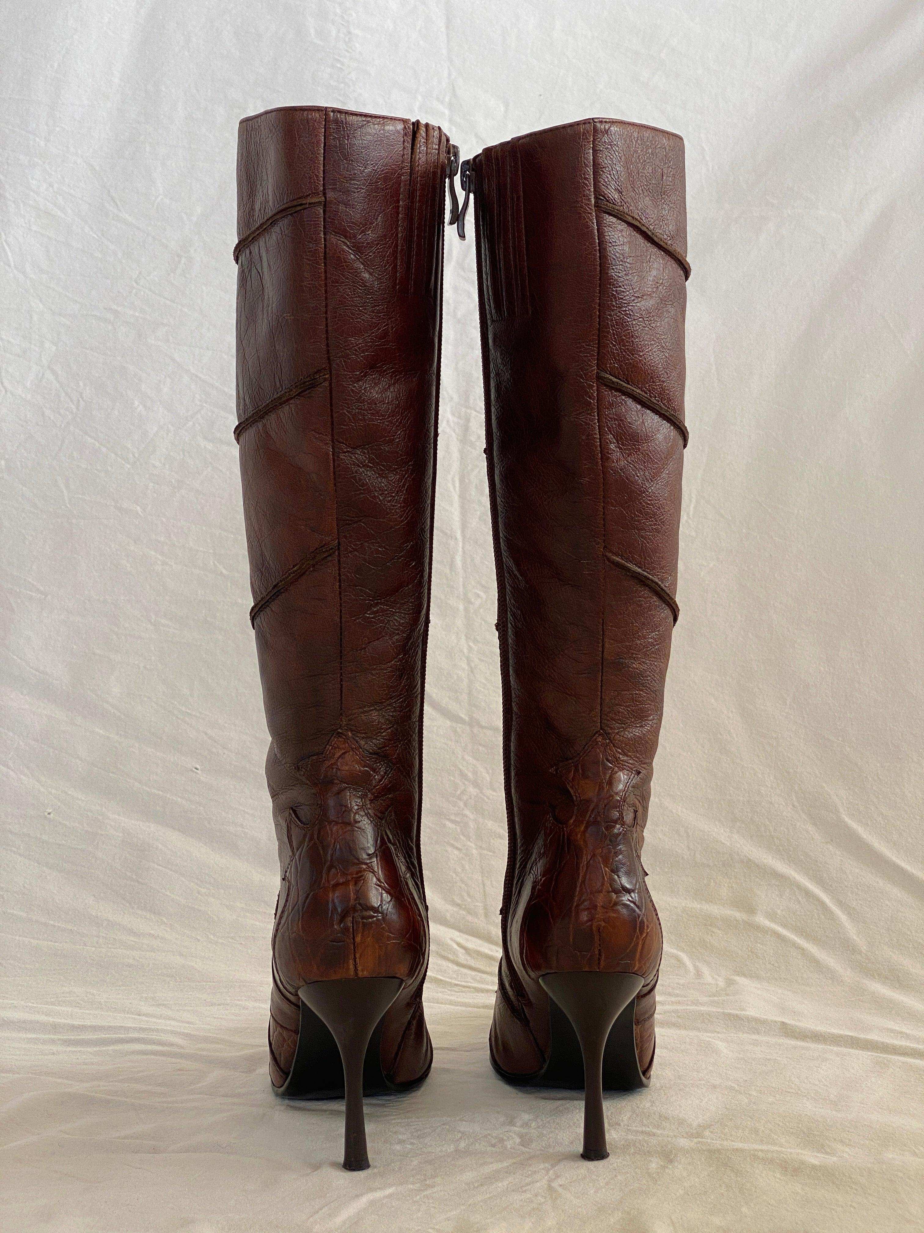 Vintage Dorse-Gabana by Julia Monti Western Cowboy High-Heeled Boots - Balagan Vintage Cowboy boots Boots, brown leather, cowboy, cowboy boots, genuine leather, NEW IN