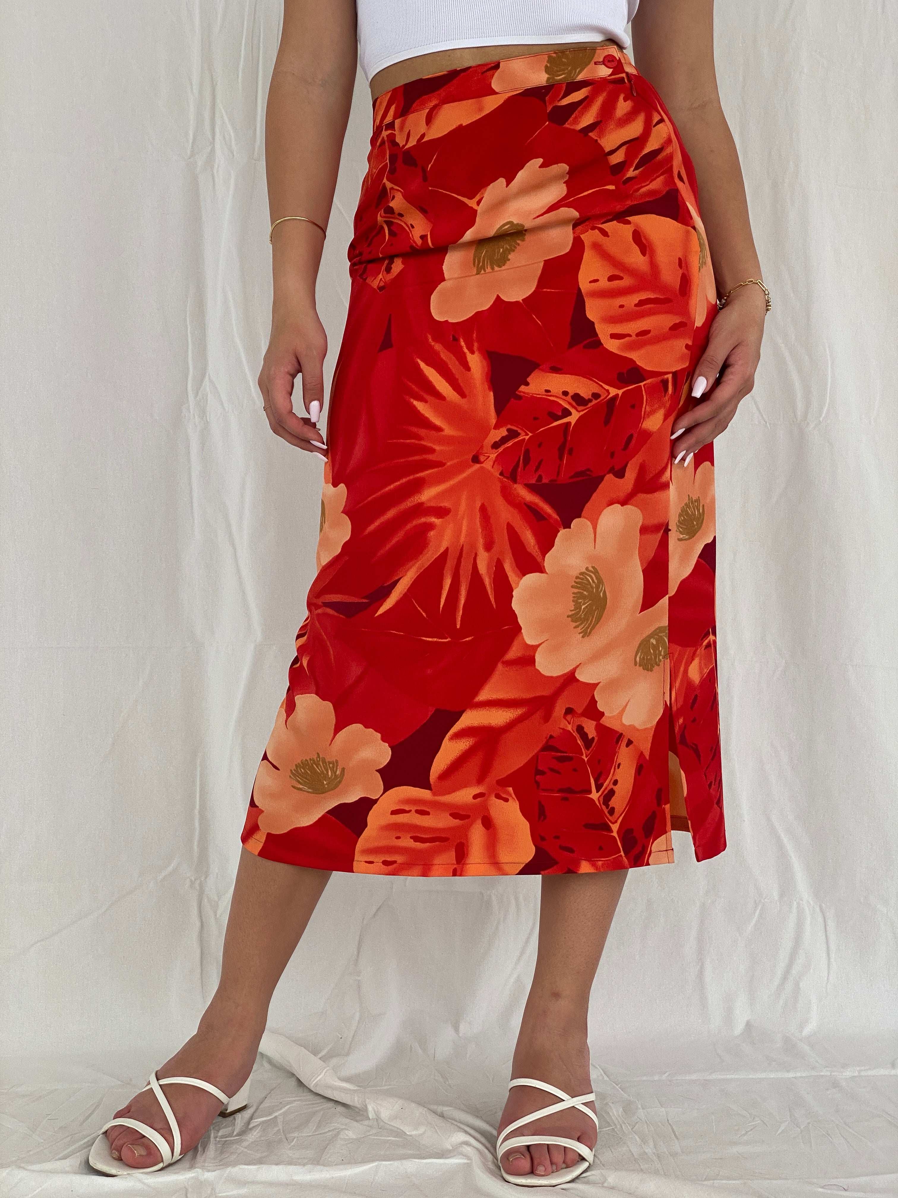 Vintage 90s Lisa Chesnay Midi Floral Skirt Size M/L