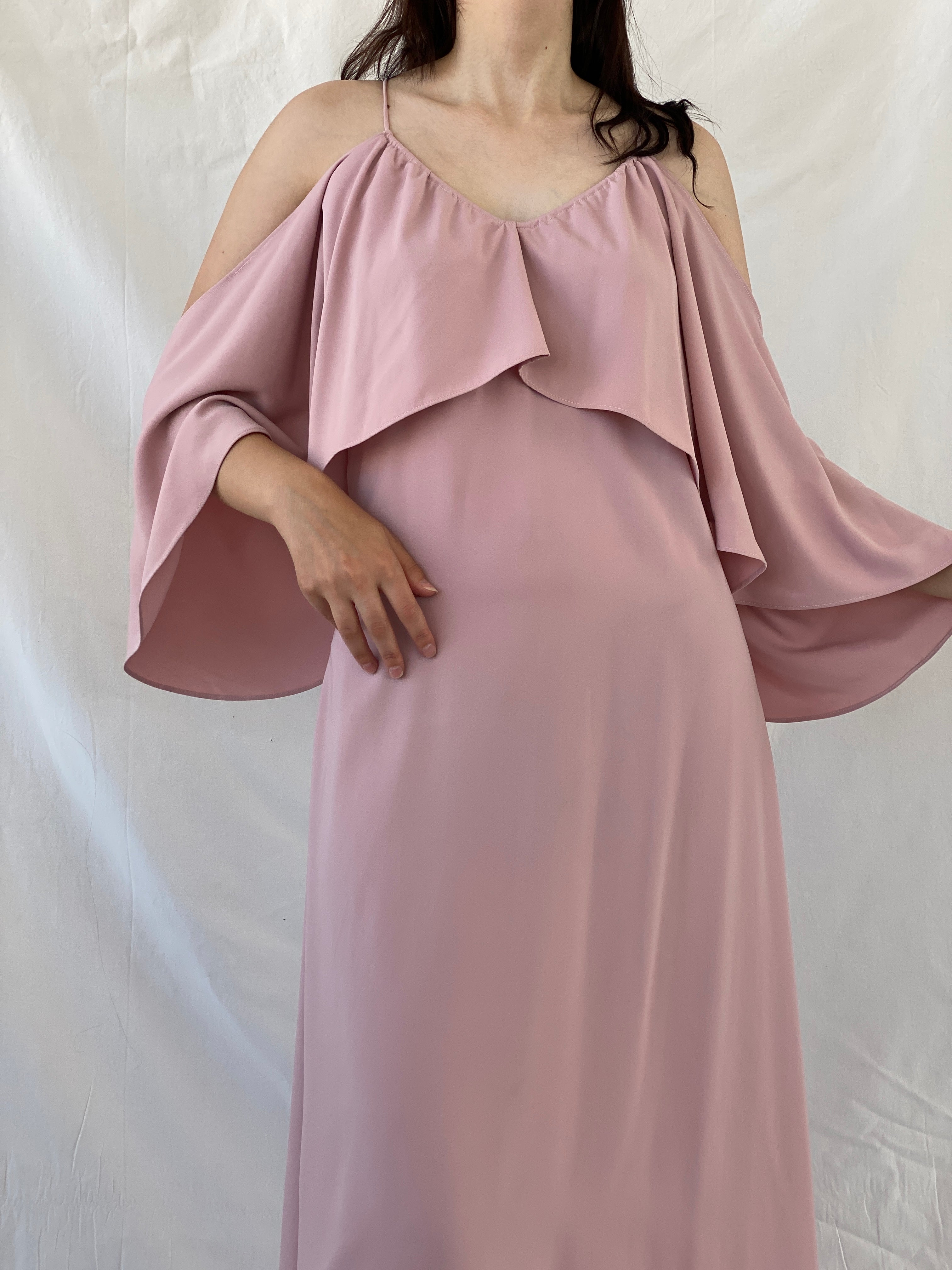 Jovonna London Blush Pink Cold Shoulder Midi Wedding Guest Dress - S