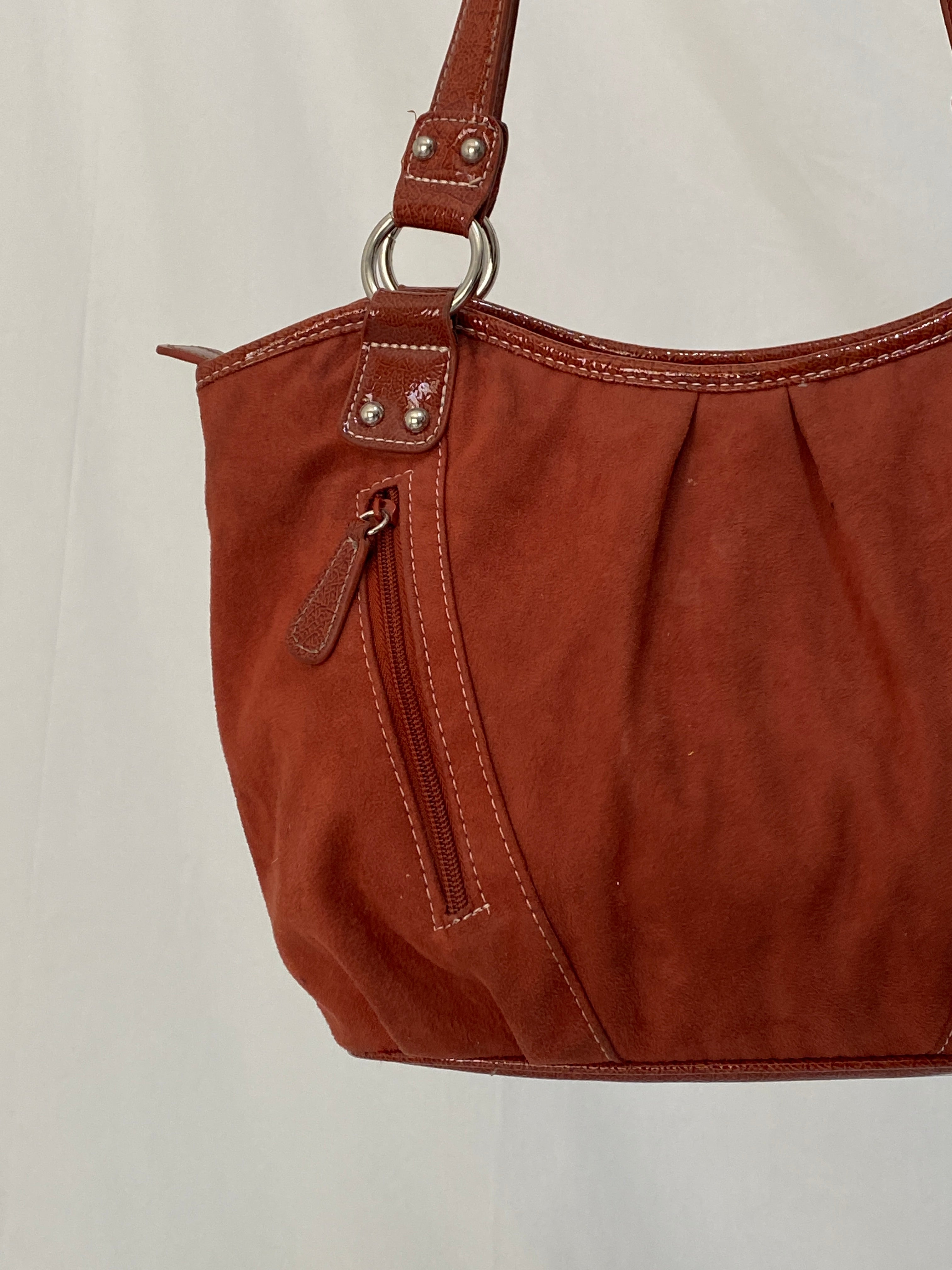 Vintage Alfred Dunner Faux Suede Shoulder Bag Tote with Double Ring Handles