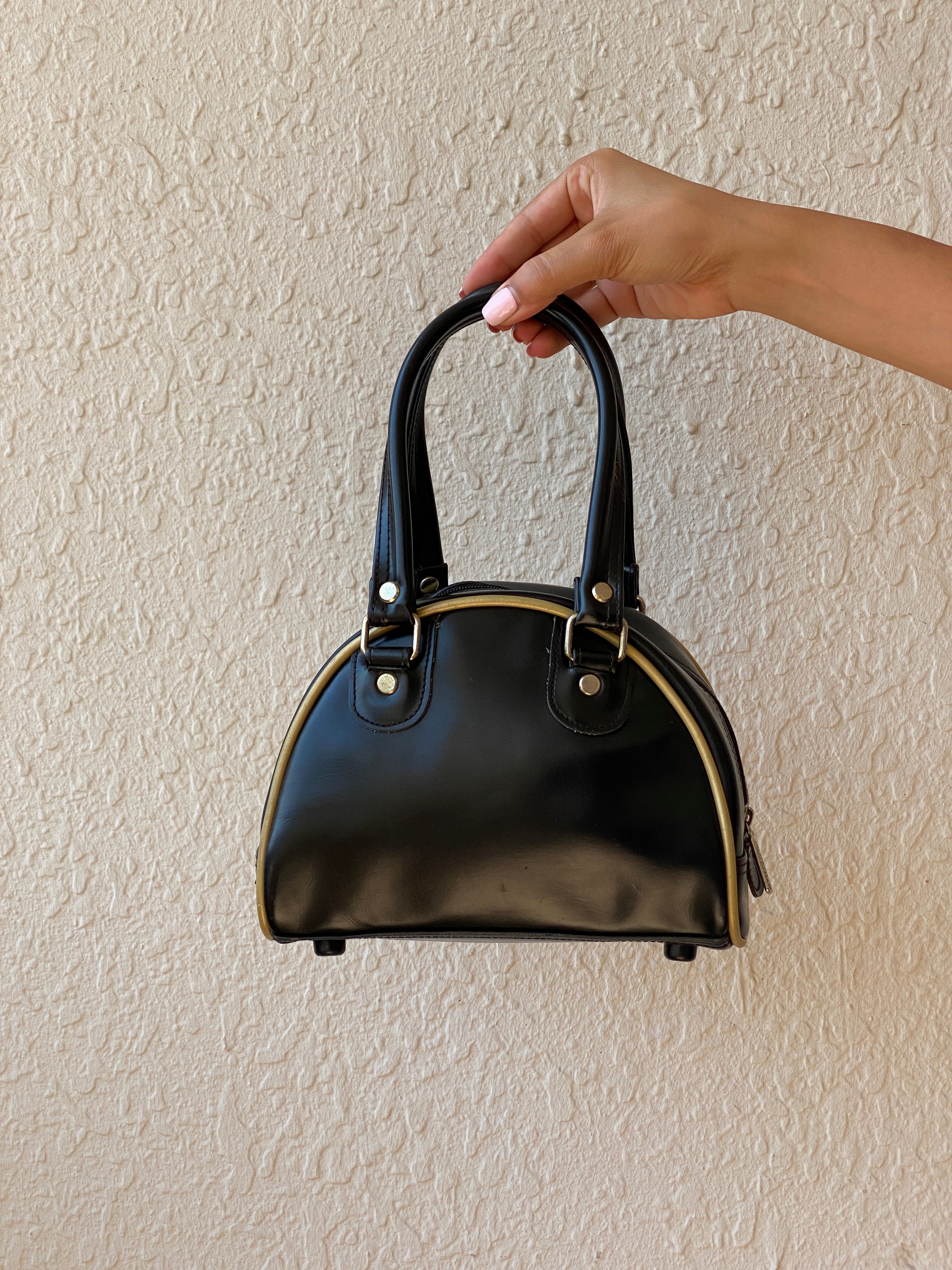 Vintage Y2K Buffalo Black & Gold Mini Bowling Bag