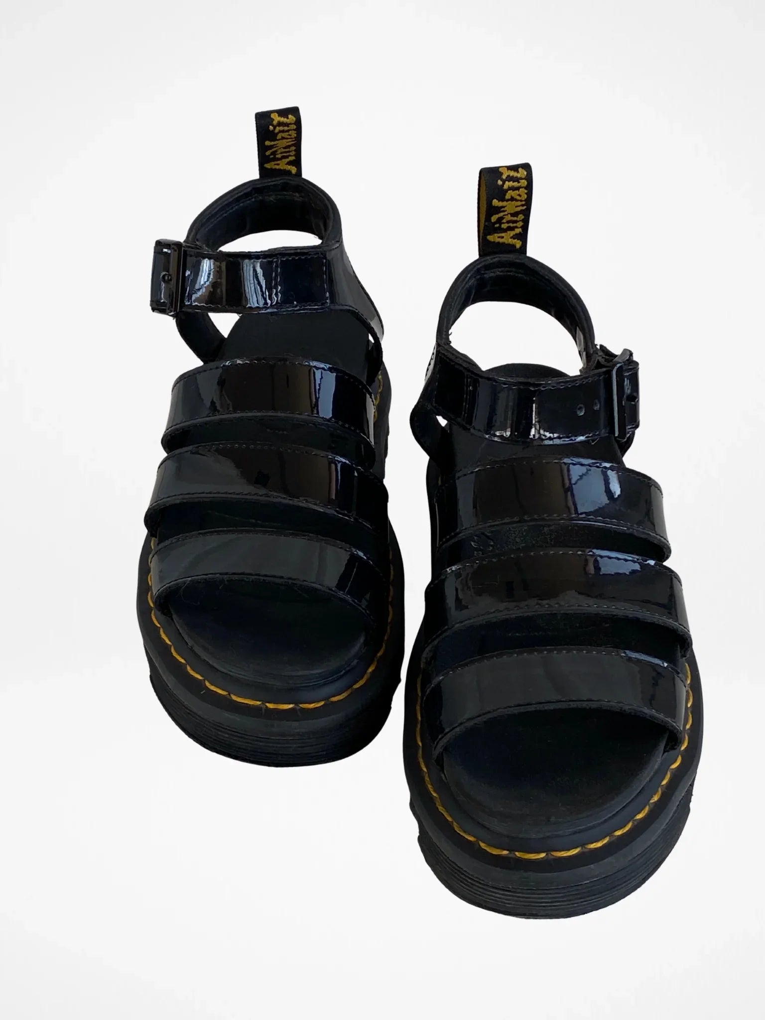 Dr. Martens Blaire Black Platform Patent Leather Gladiator Sandals – Size EU 37