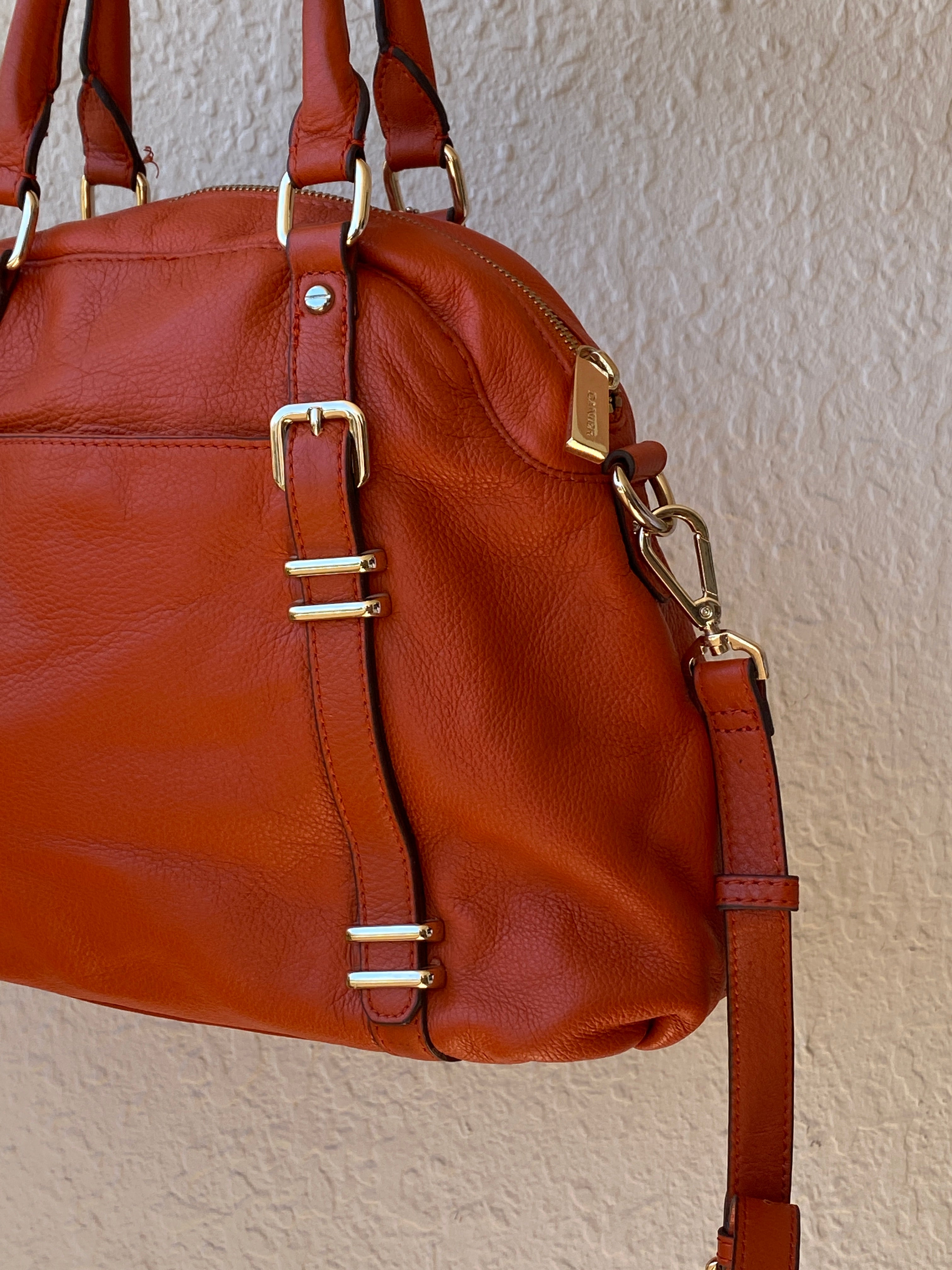 Vintage Danier Cognac Genuine Leather Convertible Satchel Crossbody Bag
