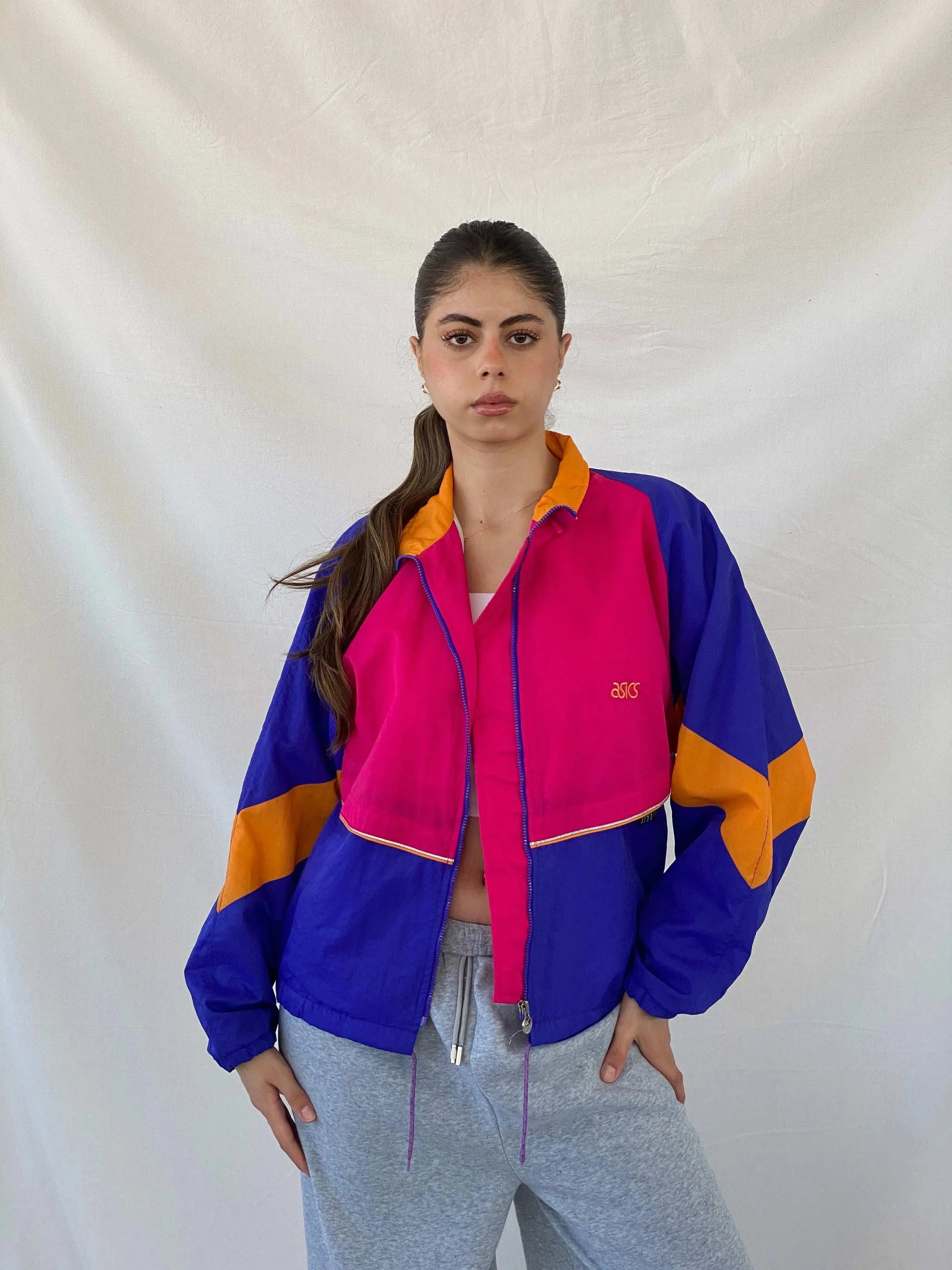 90s Asics Permia Plus Navy & Pink Windbreaker Track Jacket - M - Balagan Vintage Windbreaker Jacket 00s, Coats&Jackets, Mira, vintage, vintage windbreaker, windbreaker, windbreaker jacket, women, Women's Windbreaker Jackets