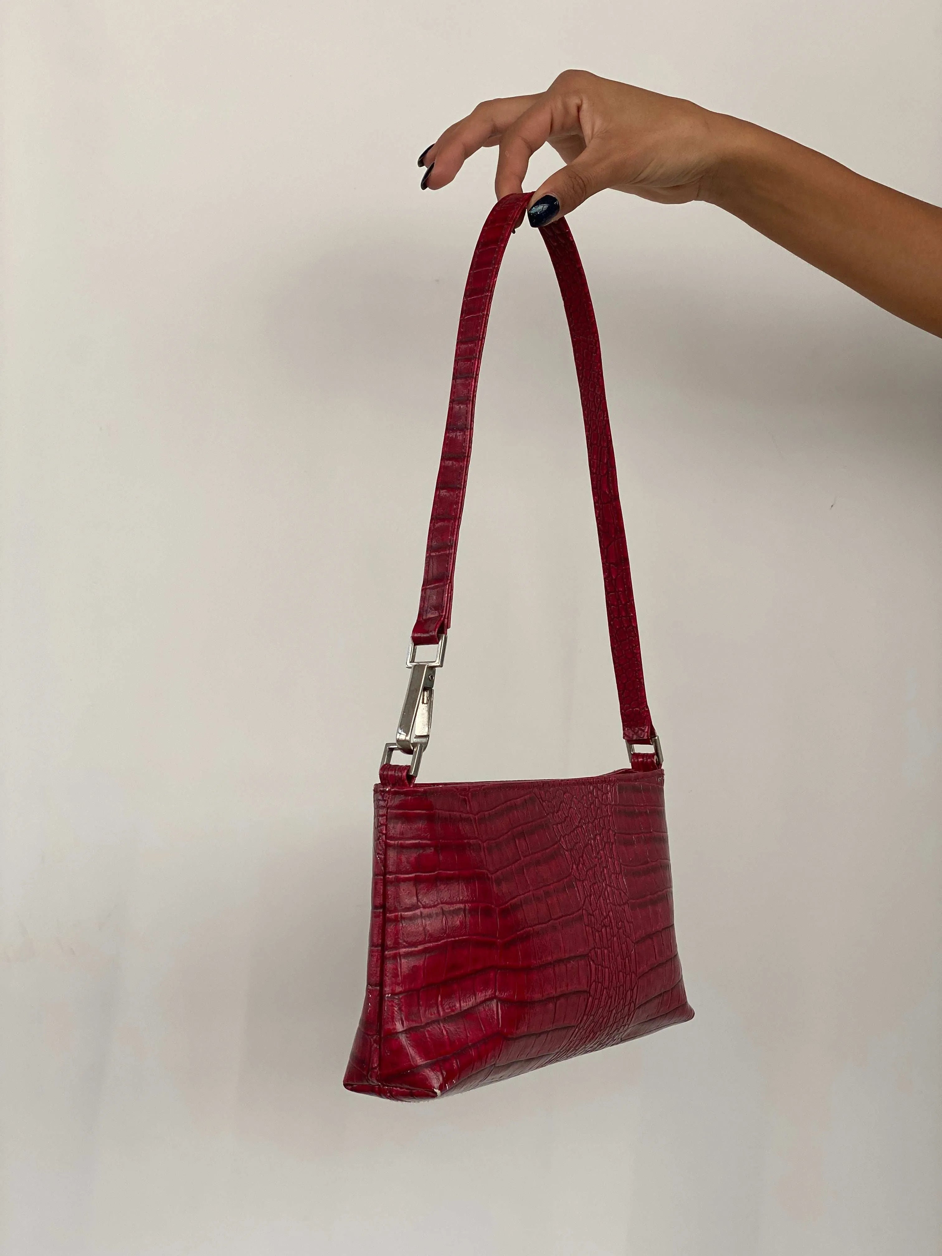 90s Barratts Red Leather Shoulder Bag - Balagan Vintage Shoulder Bag 00s, bag, handbag, red leather