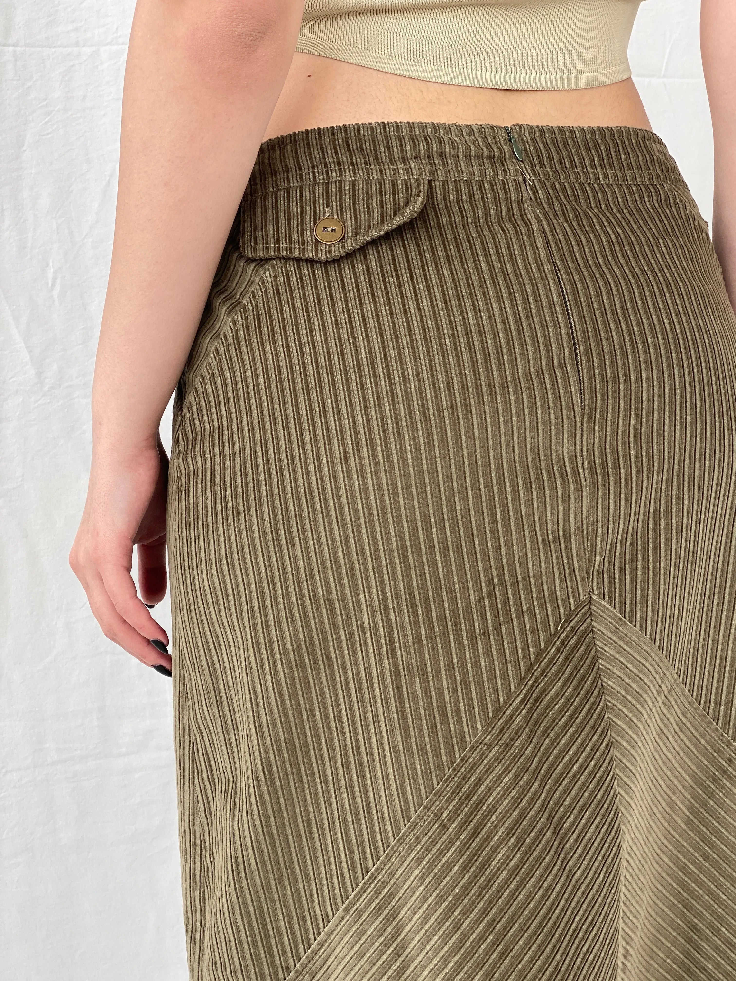 90s Phildar Olive Green Utility Corduroy Midi Skirt - L - Balagan Vintage Midi Skirt Ayah, corduroy, midi skirt, skirt, women skirt