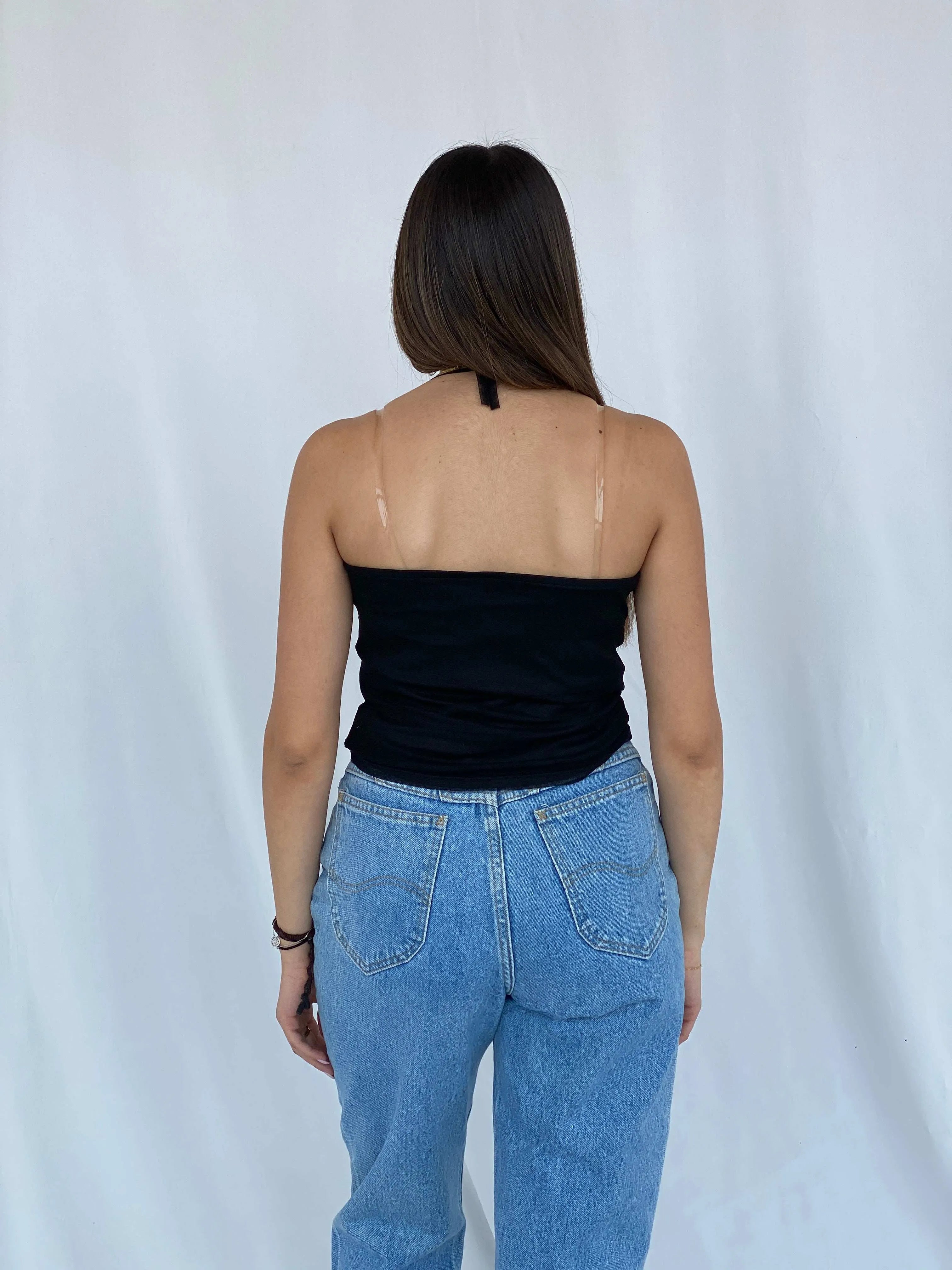 90s/00s Ysatis Beaded Black Halter Top - Size S - Balagan Vintage Halter Top 90s, halter top, Juana, women top