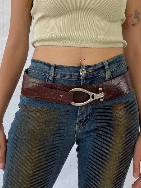 90s/Y2K Dolce Donna Italy Brown Genuine Leather Belt - Balagan Vintage Belt 00s, 90s, belt, genuine leather, Mira