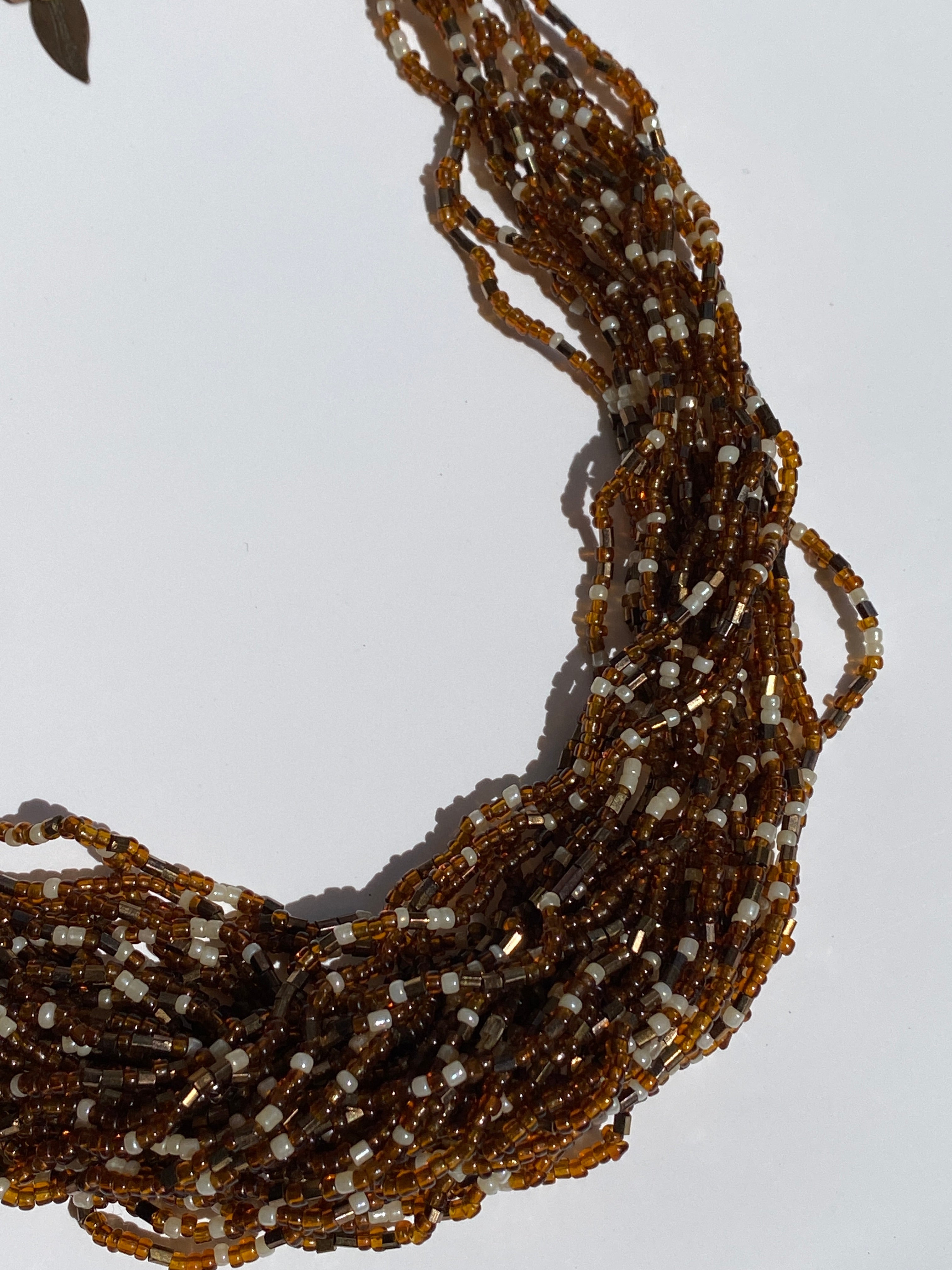 Vintage Coldwater Creek Amber Brown Multi-Strand Seed Bead Necklace