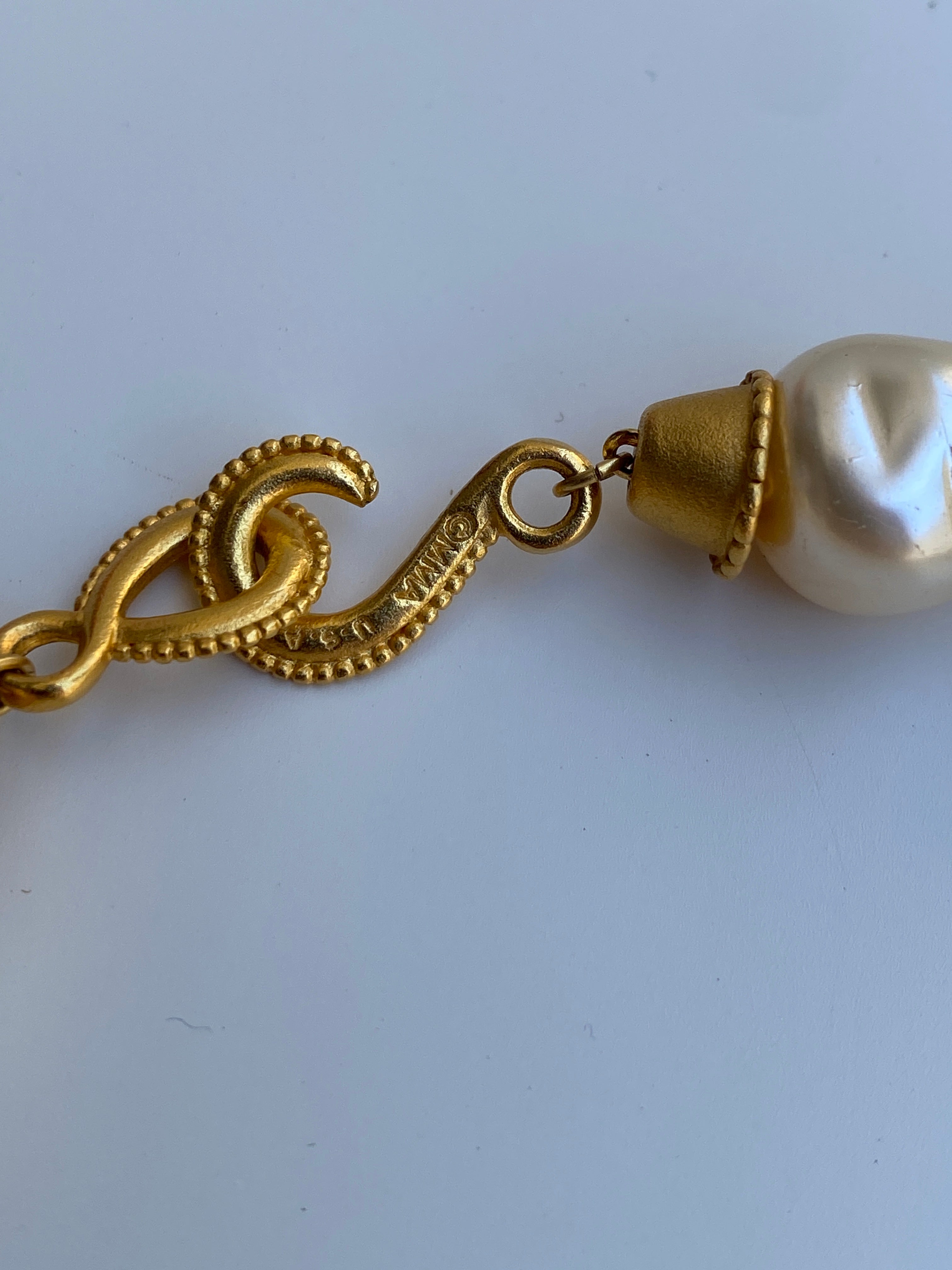 Vintage 1990s MMA USA Faux Baroque Pearl Necklace with Gold-Tone Clasp