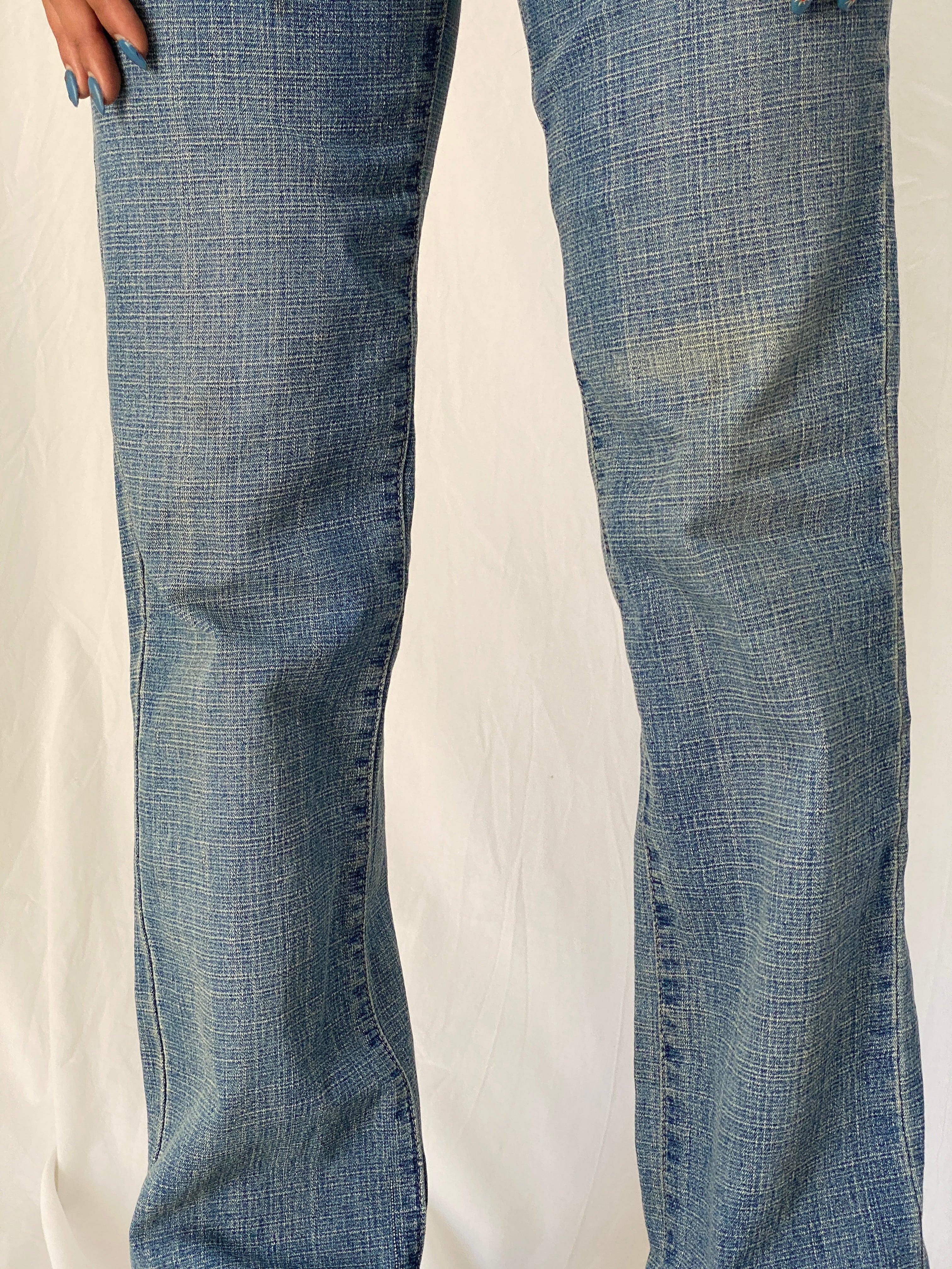 Vintage Y2K Forbidden Zone Blue Faded Low Rise Straight Leg Denim Jeans - S