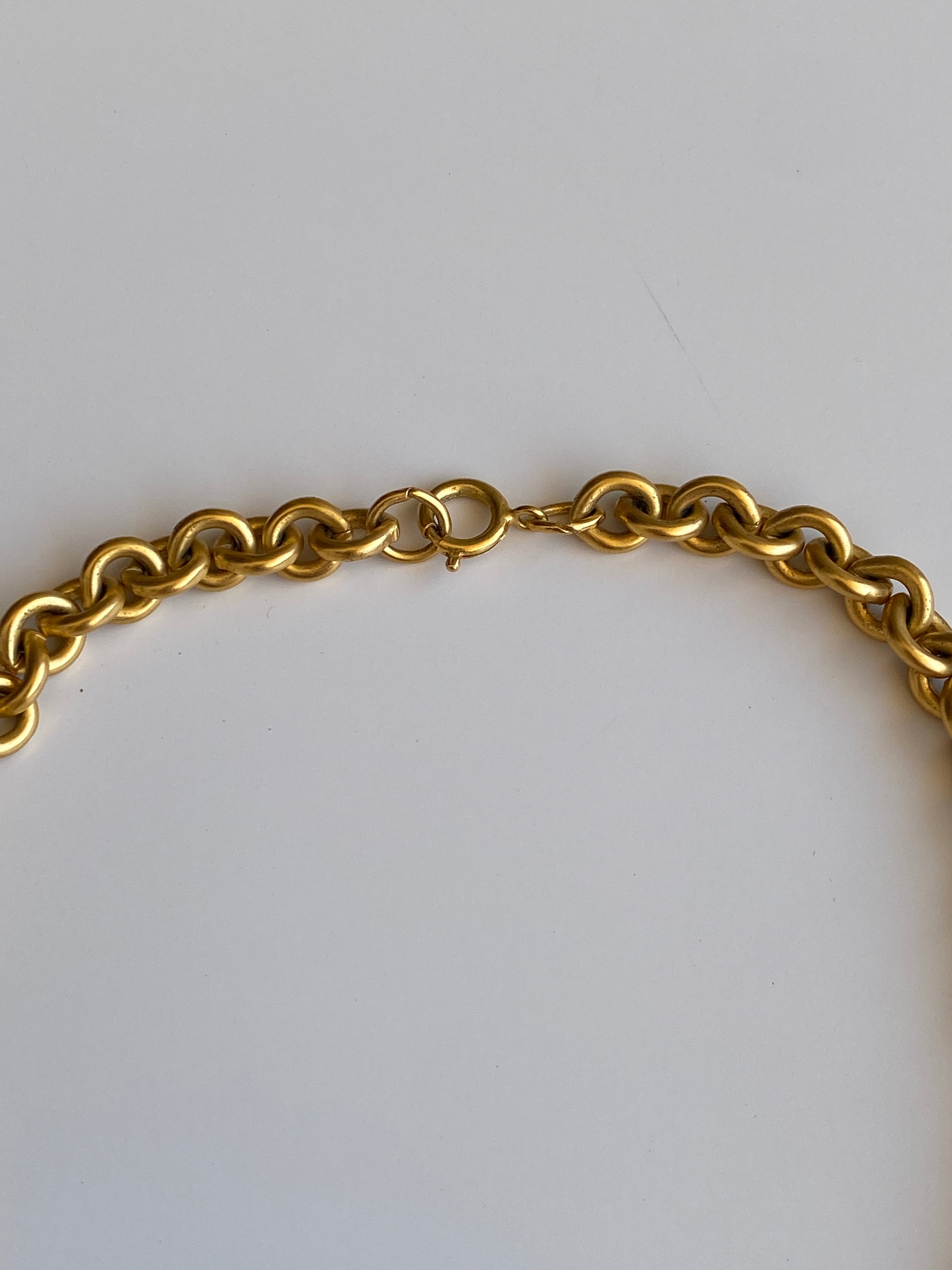 Vintage Gold-Tone Textured Link Long Necklace – Convertible Chain Belt