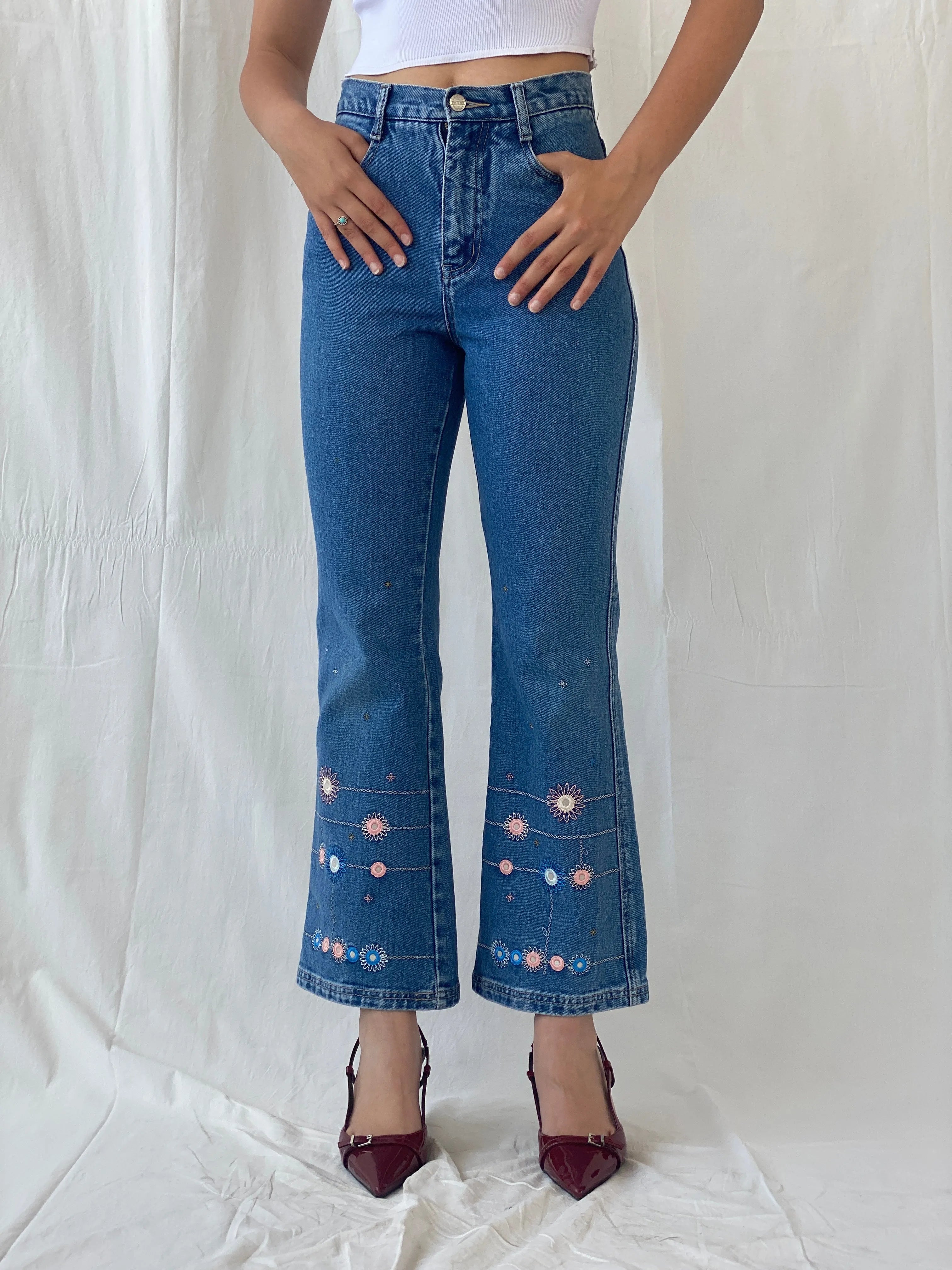 Vintage Y2K Arizona Embroidered Flower Design Women’s Jeans - 34EUR