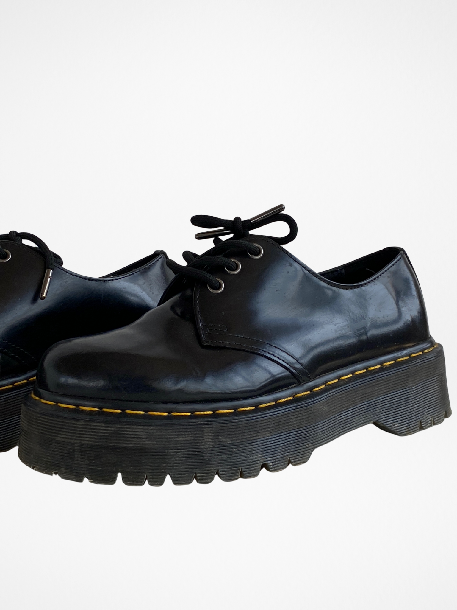 Dr. Martens Docs Black Leather Chunky Platform Derby Shoes Lace-Up Oxfords – Size EU 41