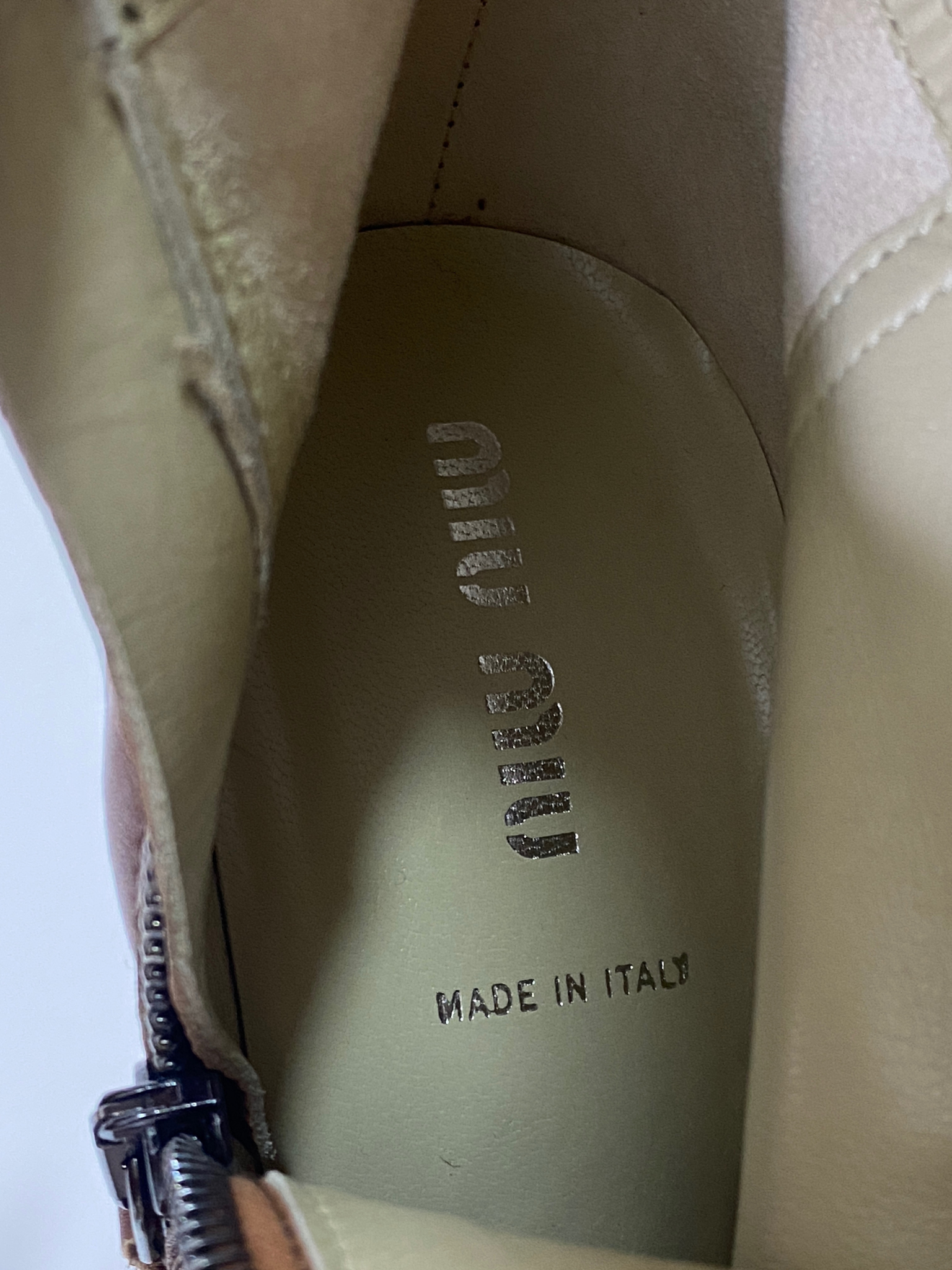 Vintage Miu Miu Brown Leather & Shearling Embroidered Knee-High Boots Block Heel - EU 38.5