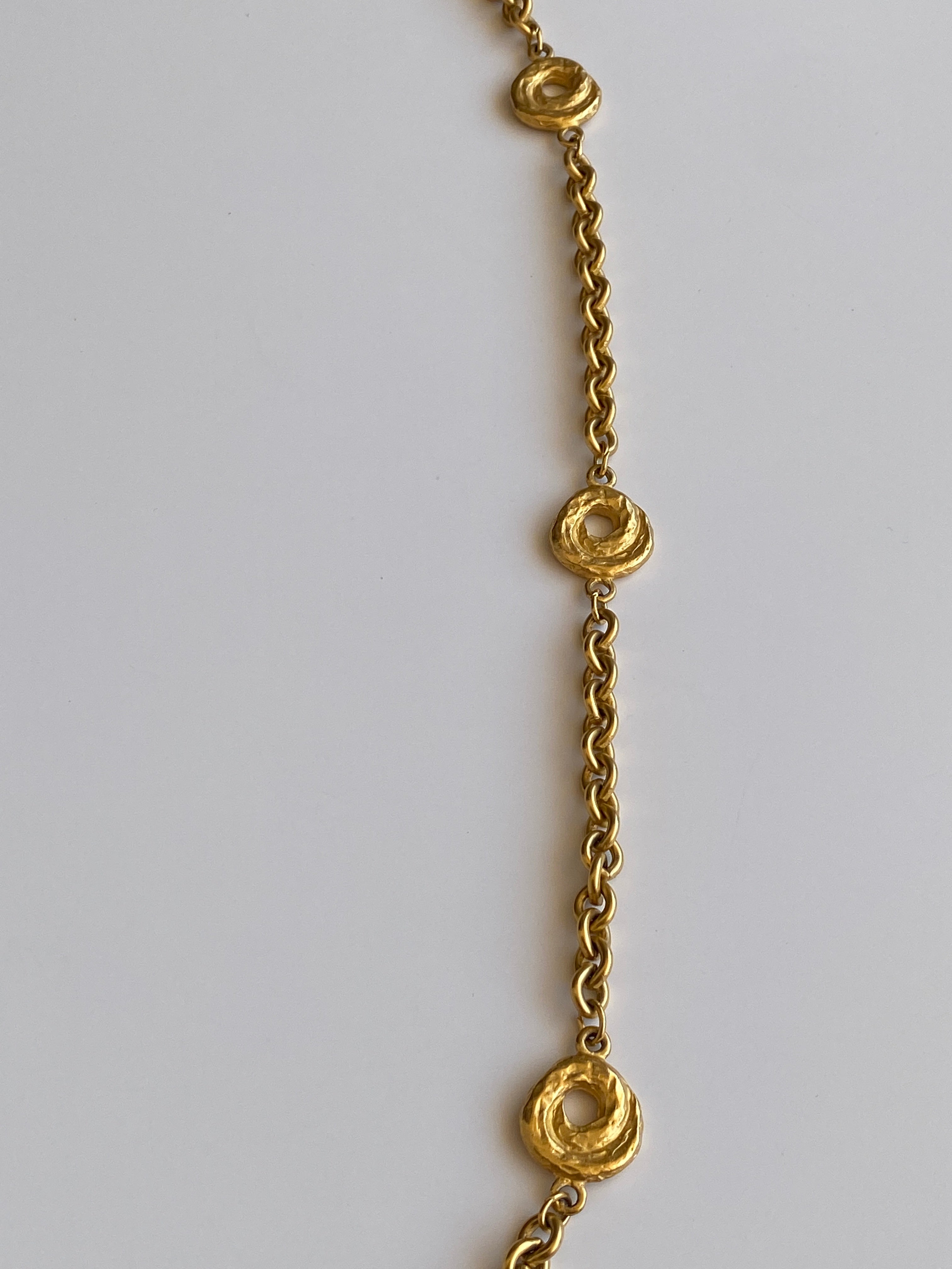 Vintage Gold-Tone Textured Link Long Necklace – Convertible Chain Belt