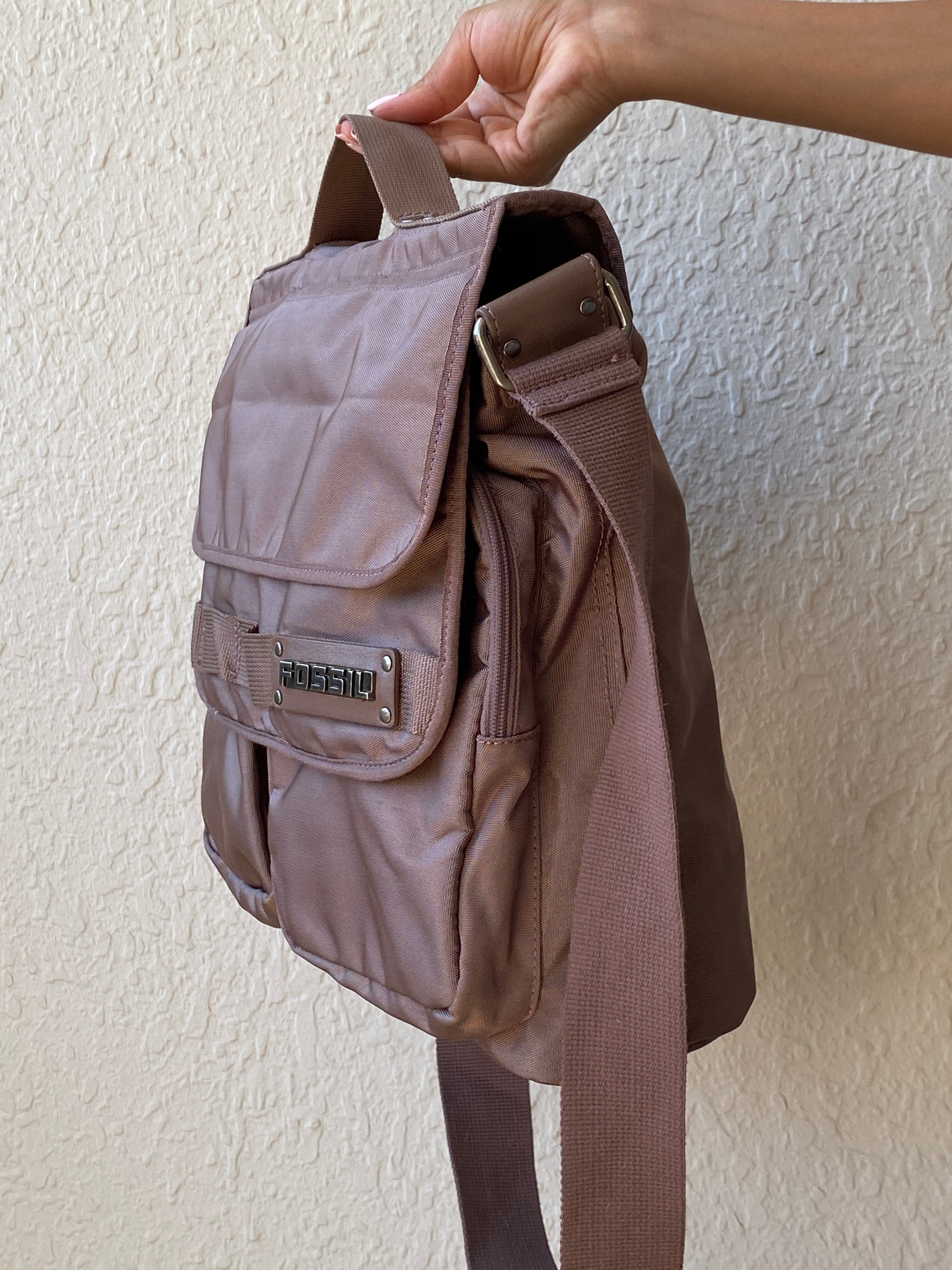 Fossil Taupe Heavyweight Nylon Laptop Messenger Bag