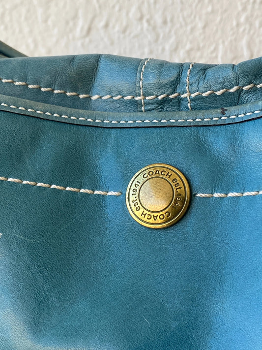 Coach B0769-10740 Teal Leather Shoulder Bag – Vintage Glovetanned Leather