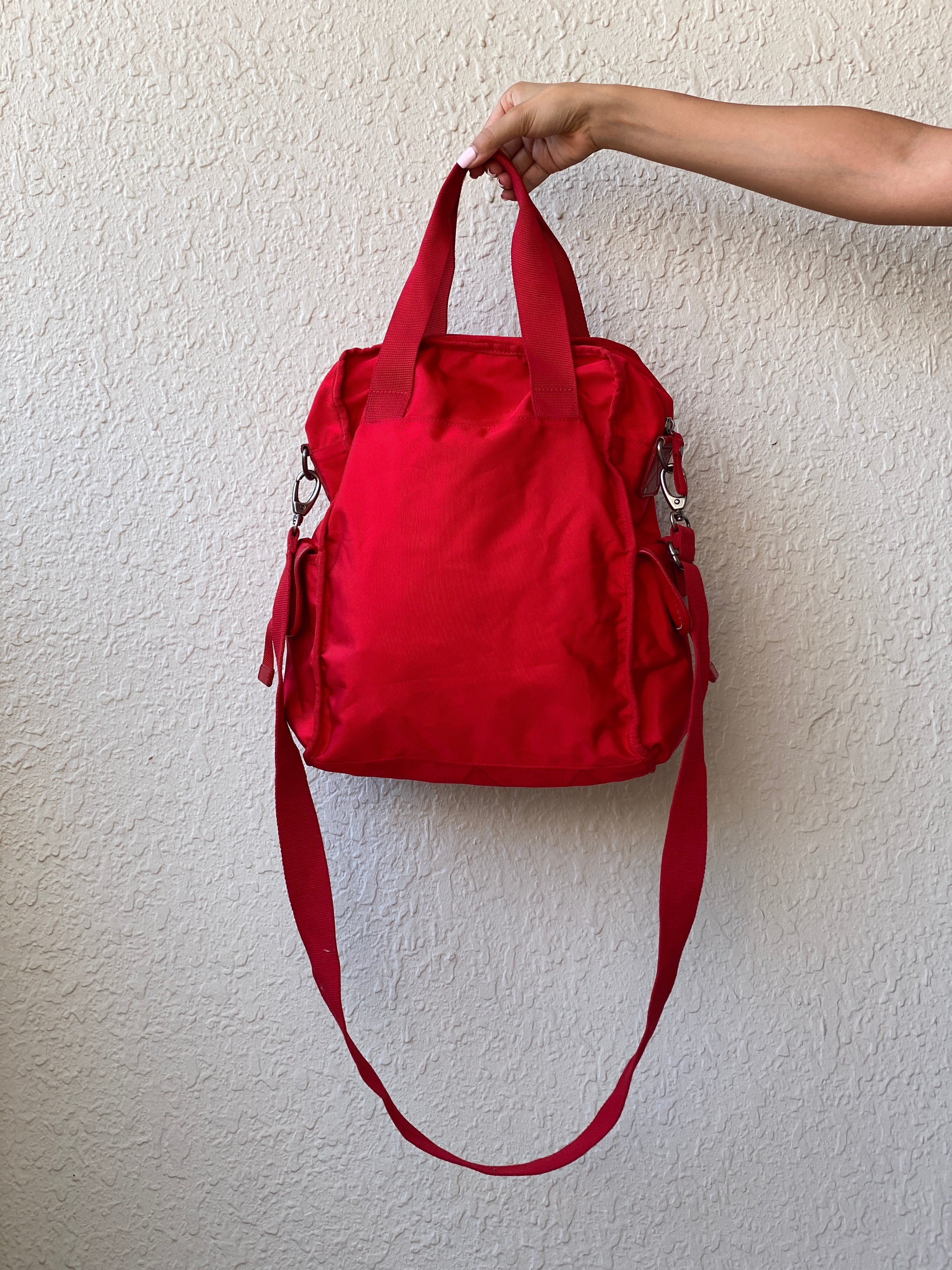 Fossil Red Heavy-Duty Nylon Laptop Messenger Hand-Crafted Work Bag