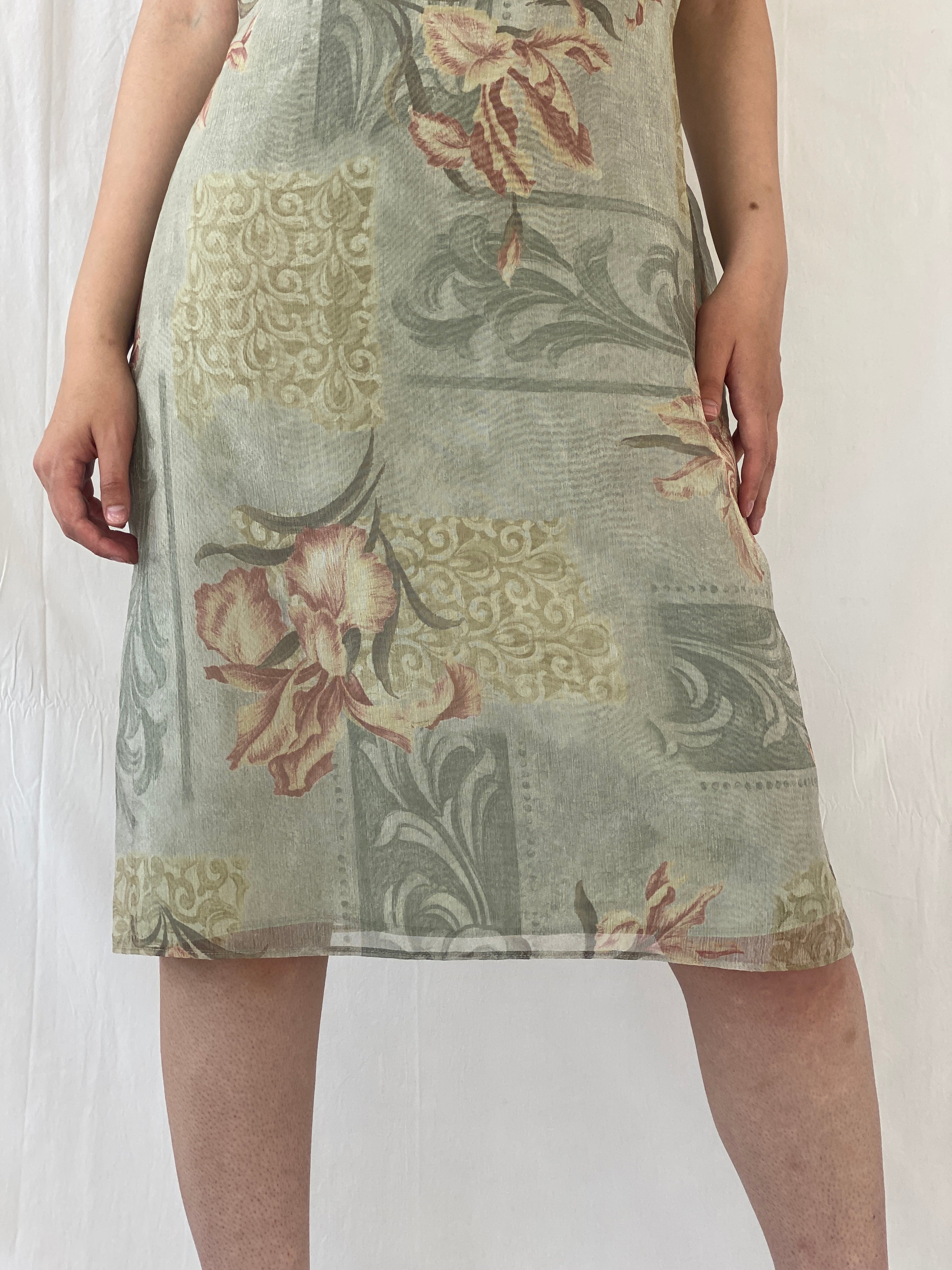 Vintage Y2K Willy’s New York Muted Pastel Floral Midi Dress - M