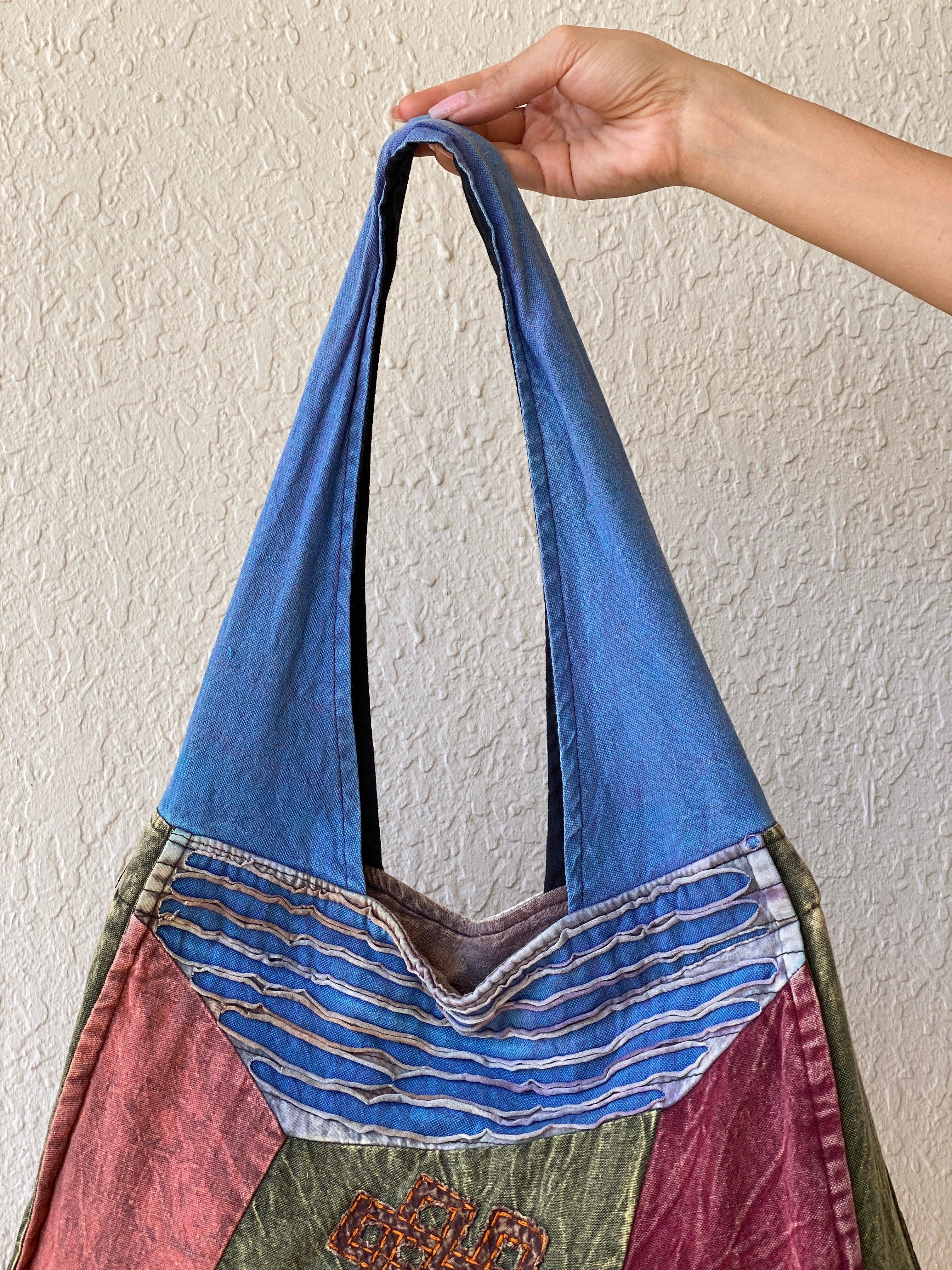 Hippie Hobo Bohemian Multi-colored Patchwork Cotton Shoulder Bag