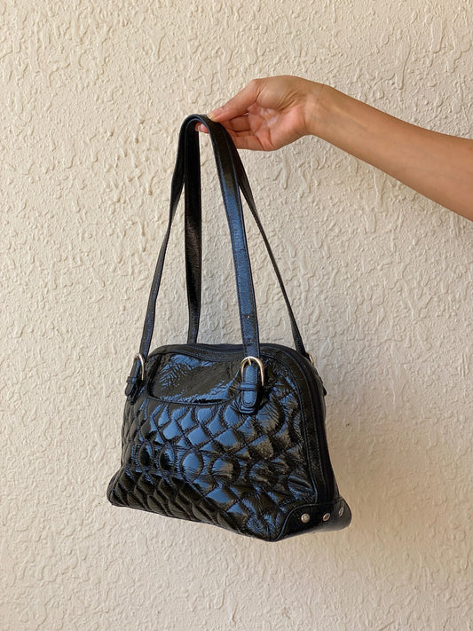 Hobo International Black Purse Patent Leather Quilted Shoulder Bag