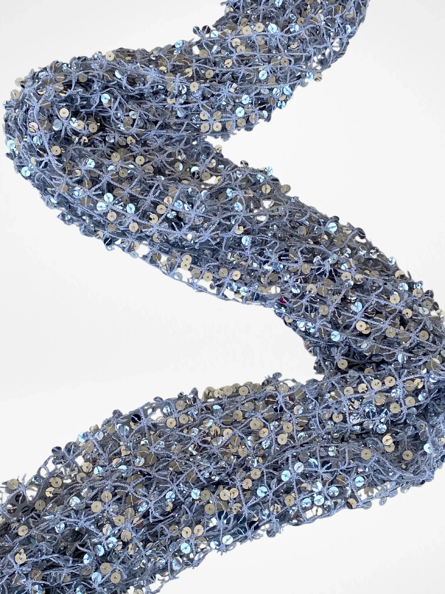 Caché Silver Sequin Mesh Evening Scarf Statement Party & Formal Accessory Metallic Wrap