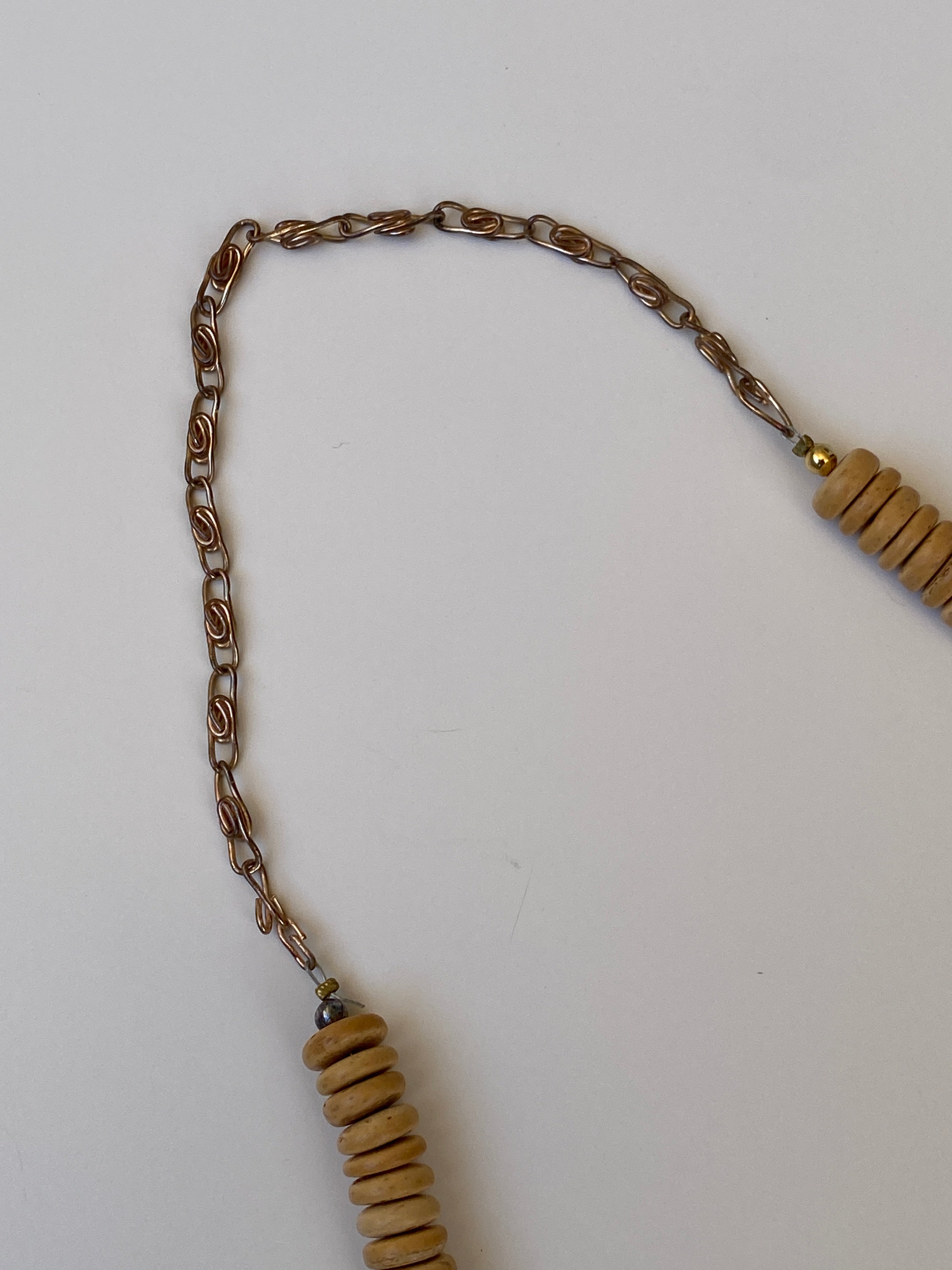 Vintage Earth Tone Beaded Statement Necklace Boho Wooden & Stone Inspired Collar Necklace