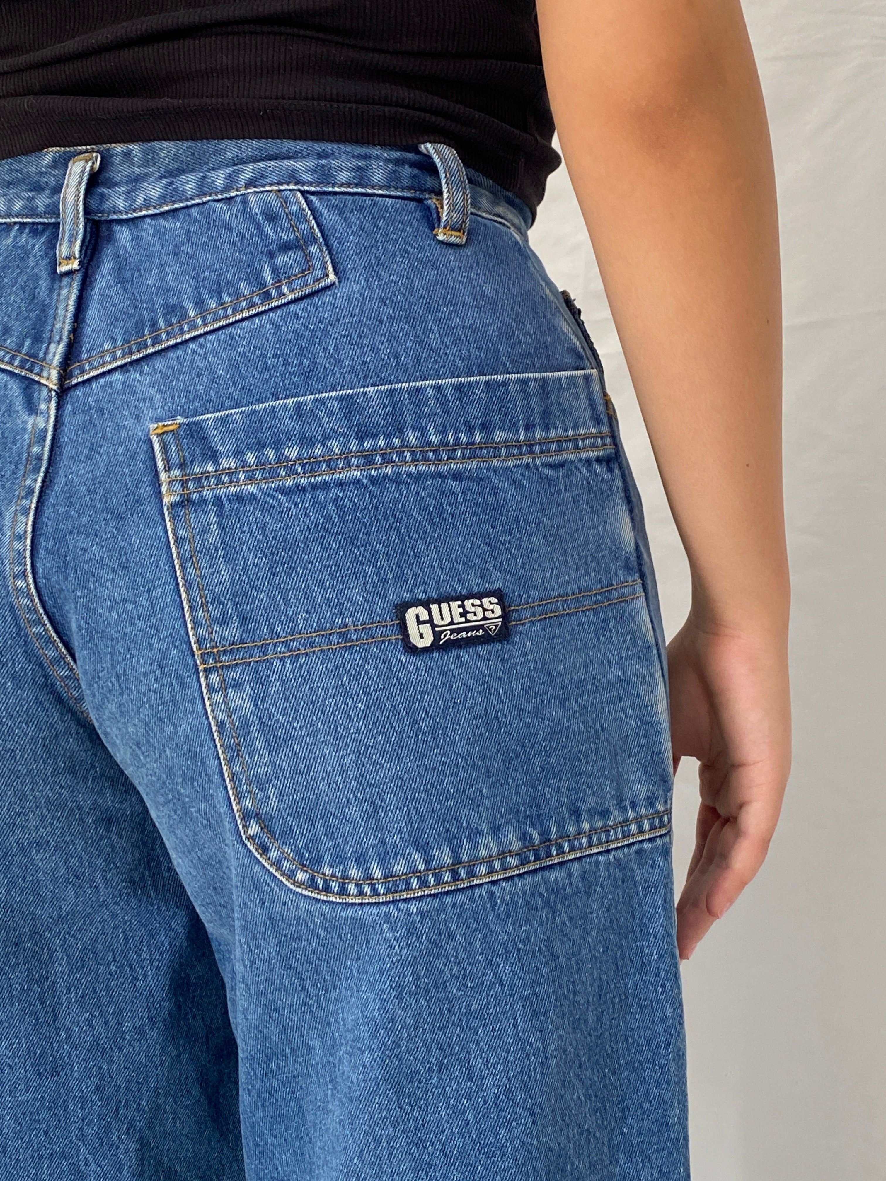 Vintage Guess Jeans Fall '97 Wide Leg High Rise Skater Denim Jean - 38EUR