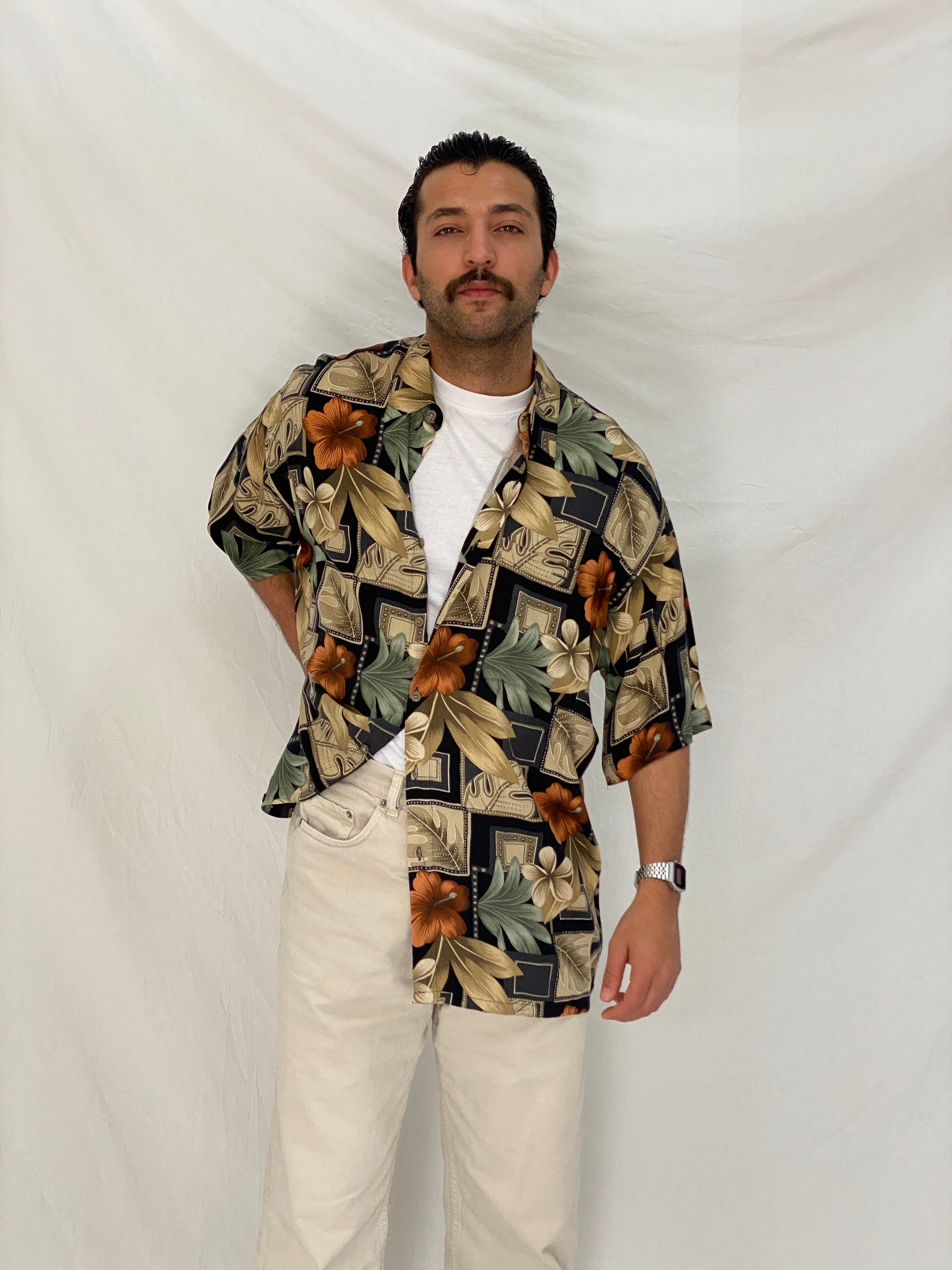 Vintage Campia Moda Tropical Relaxed Fit Rayon Vacation Shirt - L