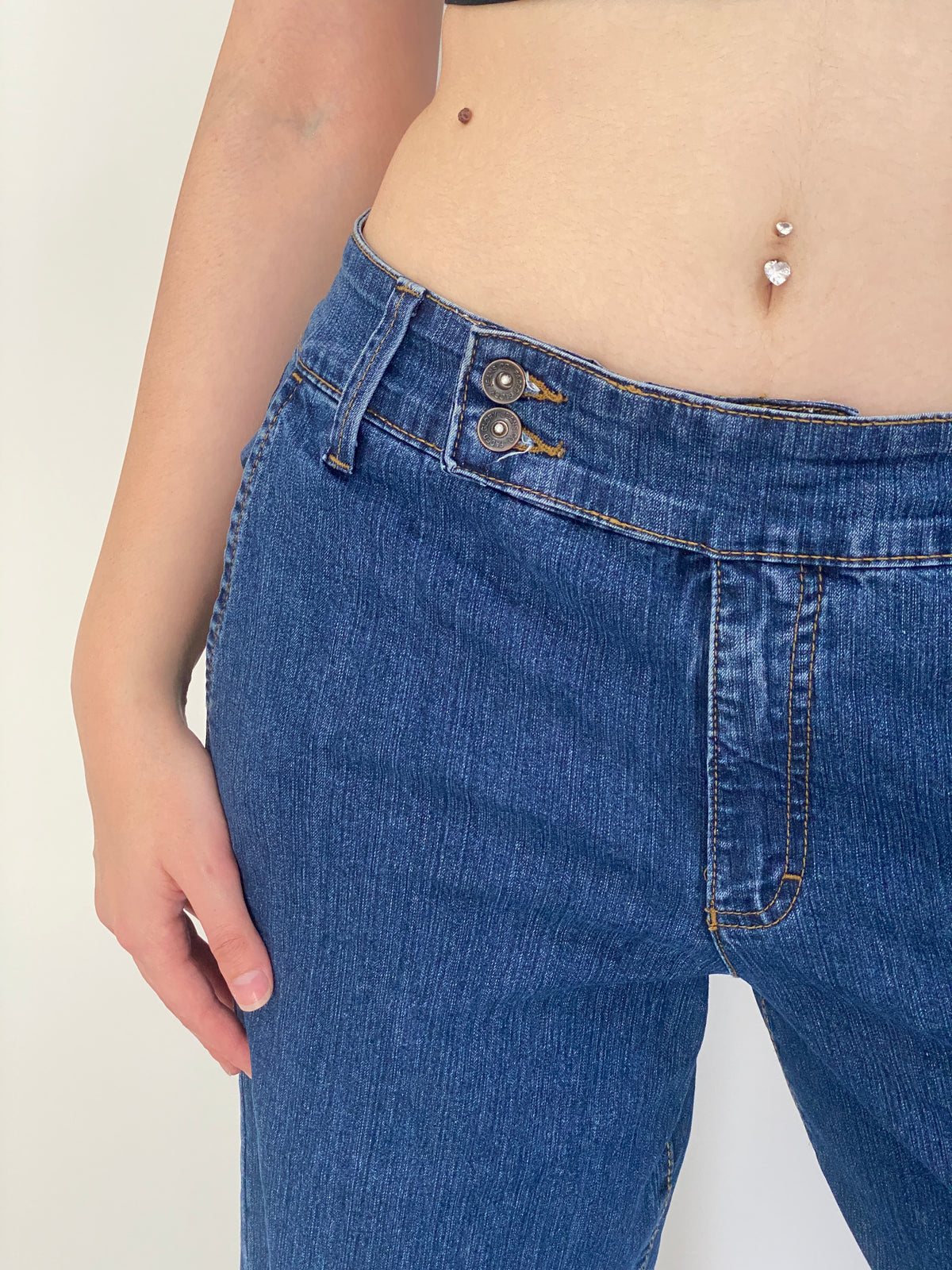 Vintage Faded Glory Blue Stretch Denim Low Rise Wide Leg Jeans – 40 EU