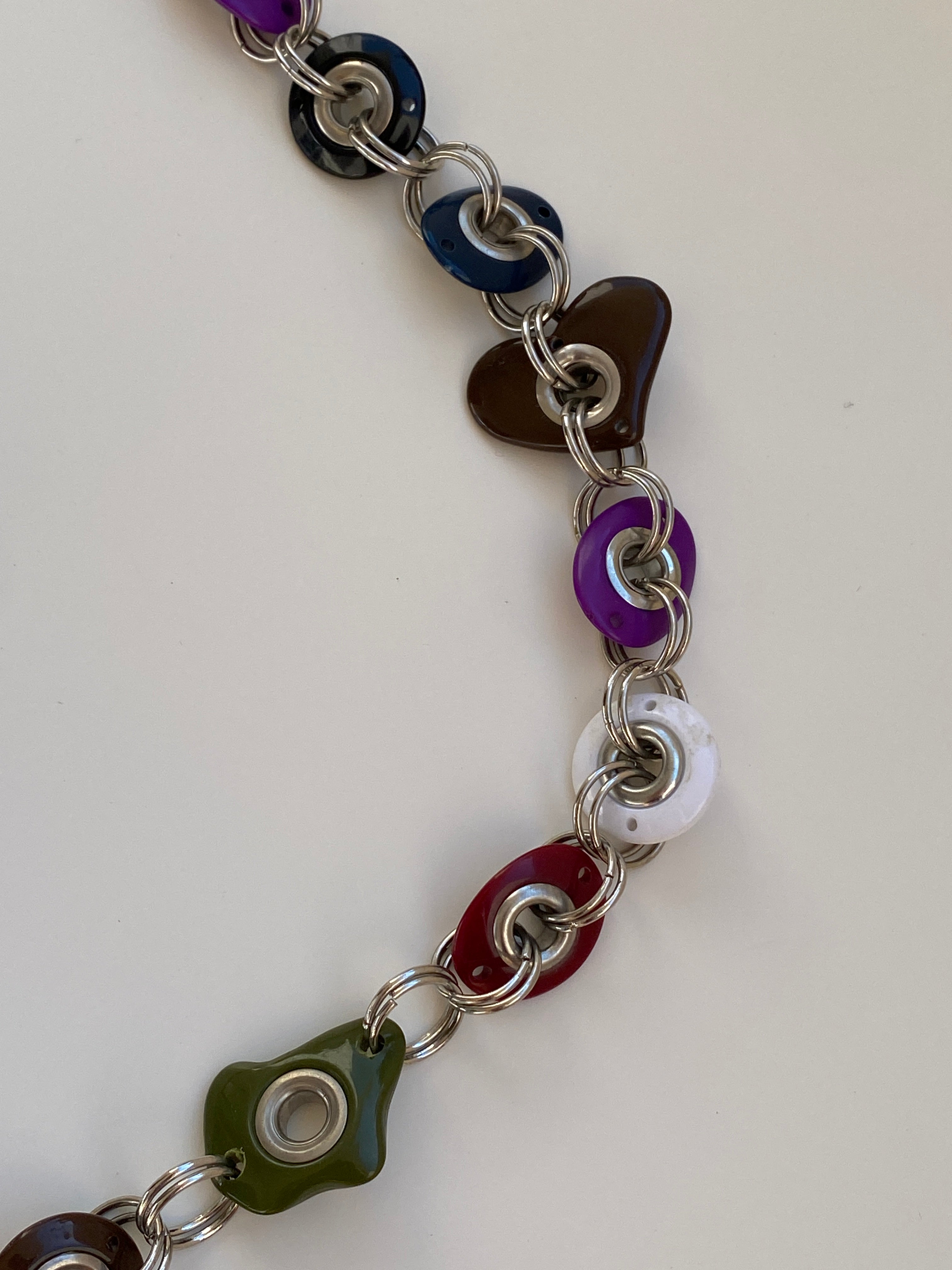 Vintage Y2K Una Hopkins Multicolor Resin Grommet Convertible Necklace Belt