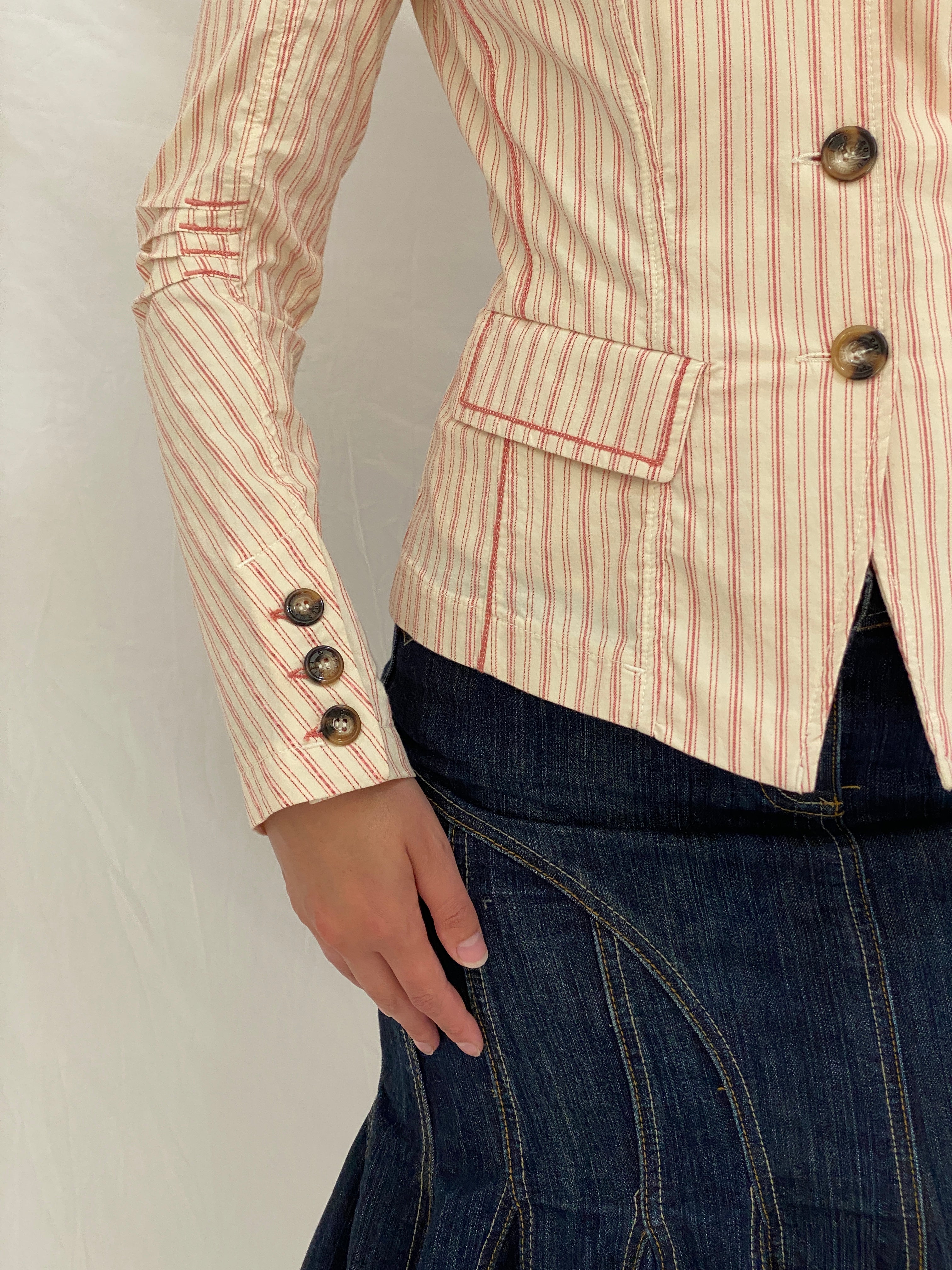 Vintage Tarmanuda by Grazia Pi Pink Striped Tailored Blazer – S