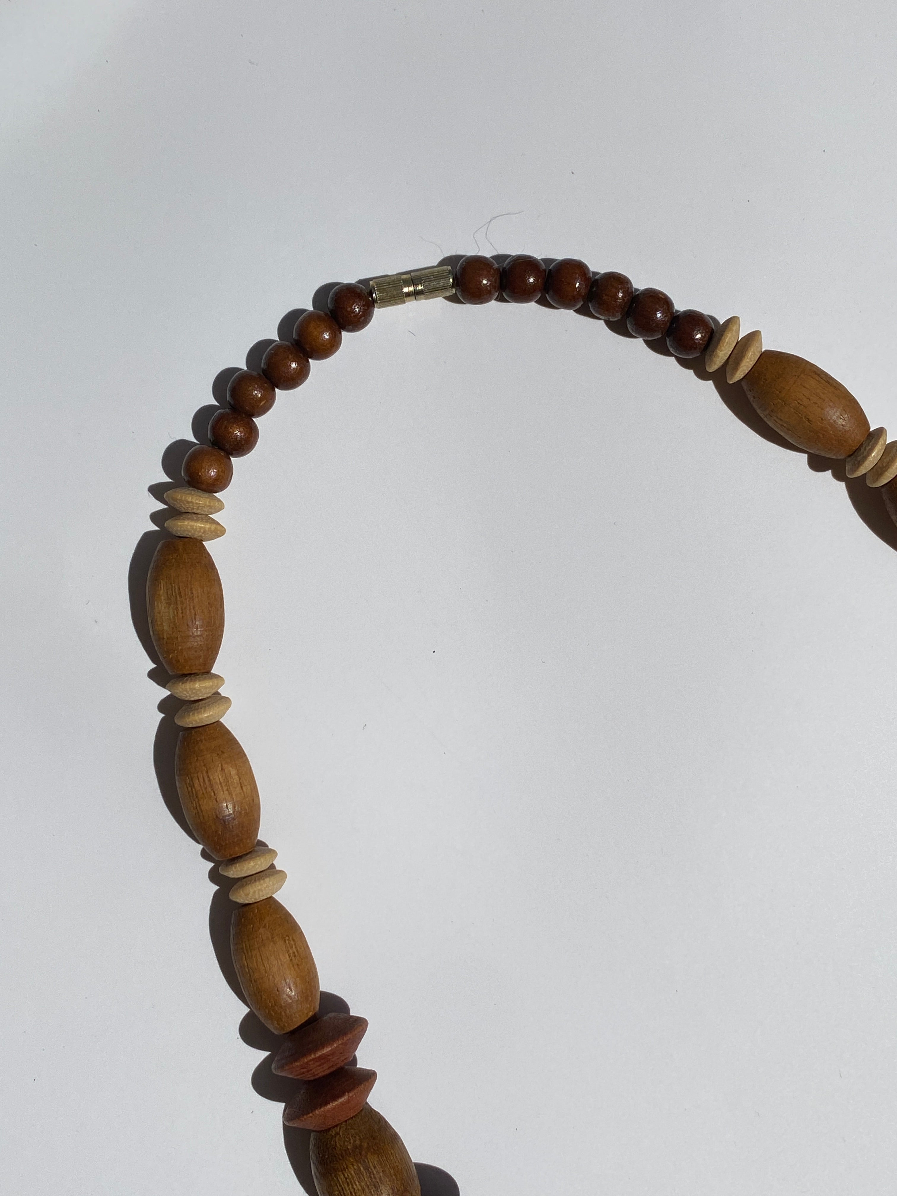 Vintage Boho Brown Wooden Bead Statement Necklace