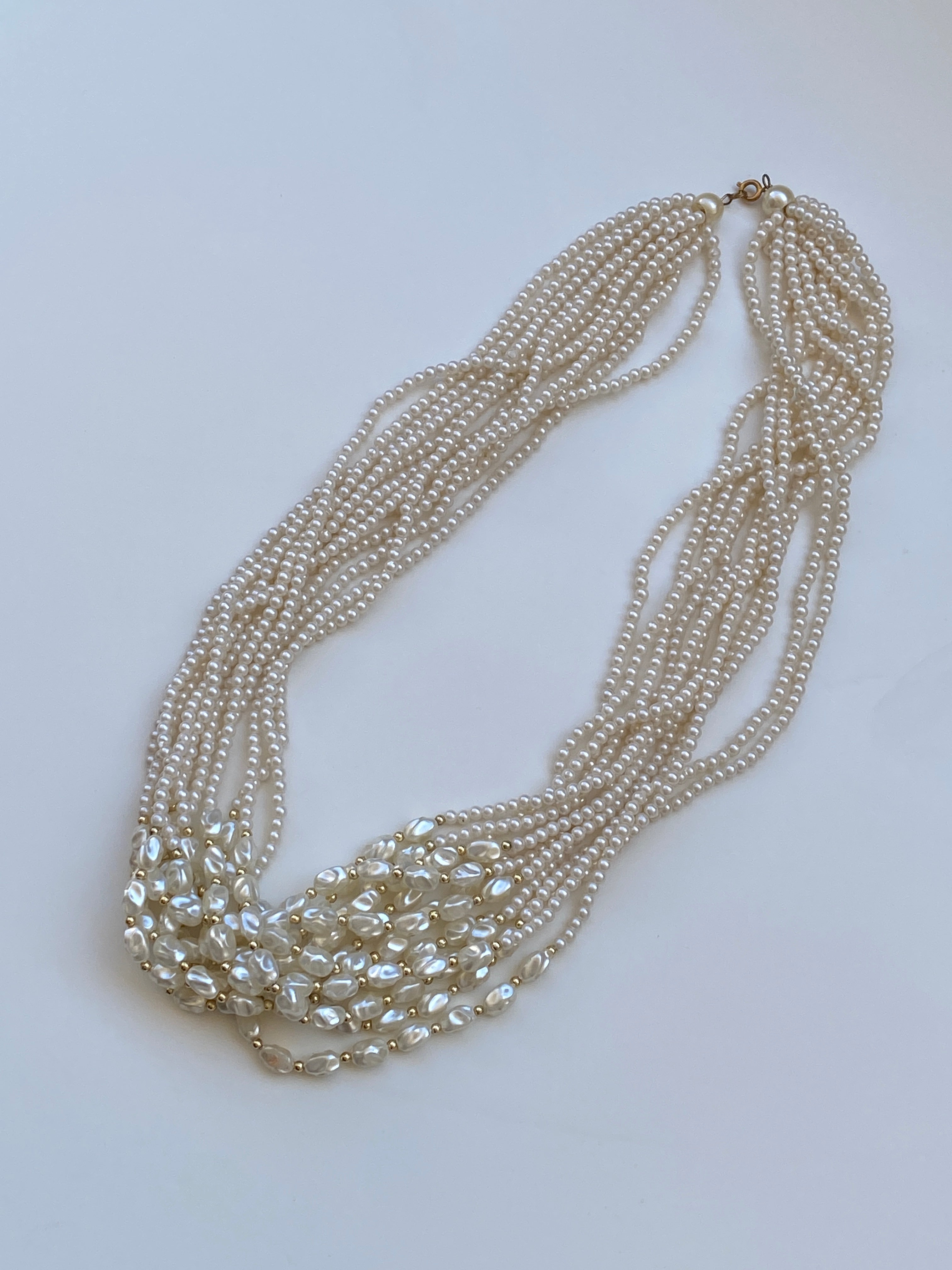 Vintage Multi Strand Faux Pearl Necklace Layered Classic Elegant Jewelry