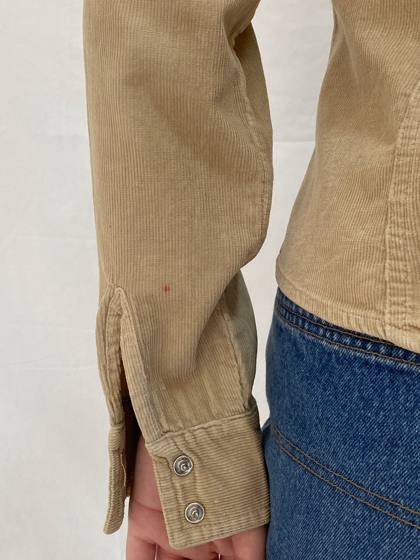 Vintage Y2K Periscope Tan Corduroy Western Full Sleeve Shirt - M