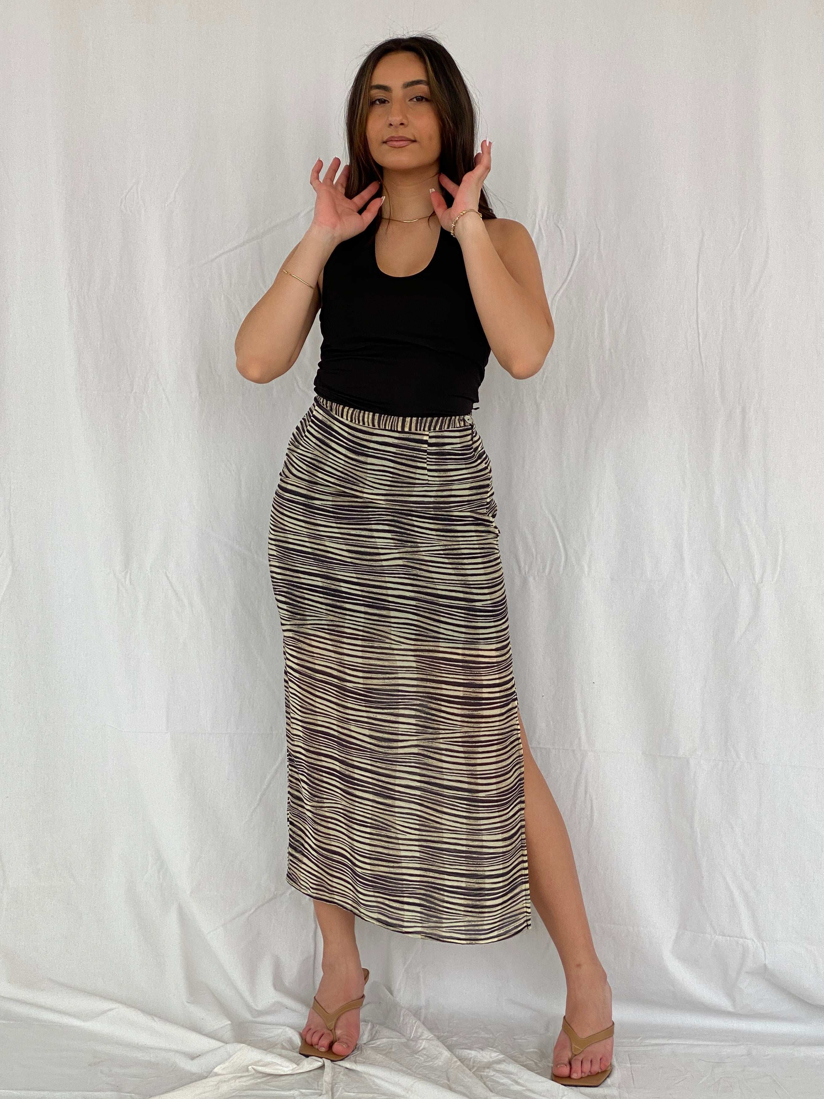 Vintage 90s OMBRALUCE Zebra Print Maxi Sheer Skirt - Size M - Balagan Vintage Maxi Skirt 00s, midi skirt, NEW IN, Rama, women skirt