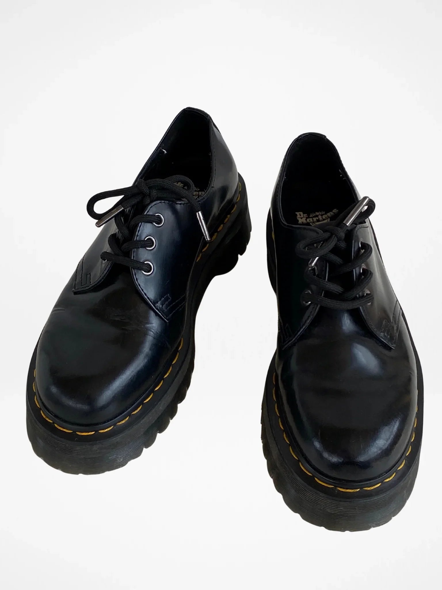Dr. Martens Docs Black Leather Chunky Platform Derby Shoes Lace-Up Oxfords – Size EU 41