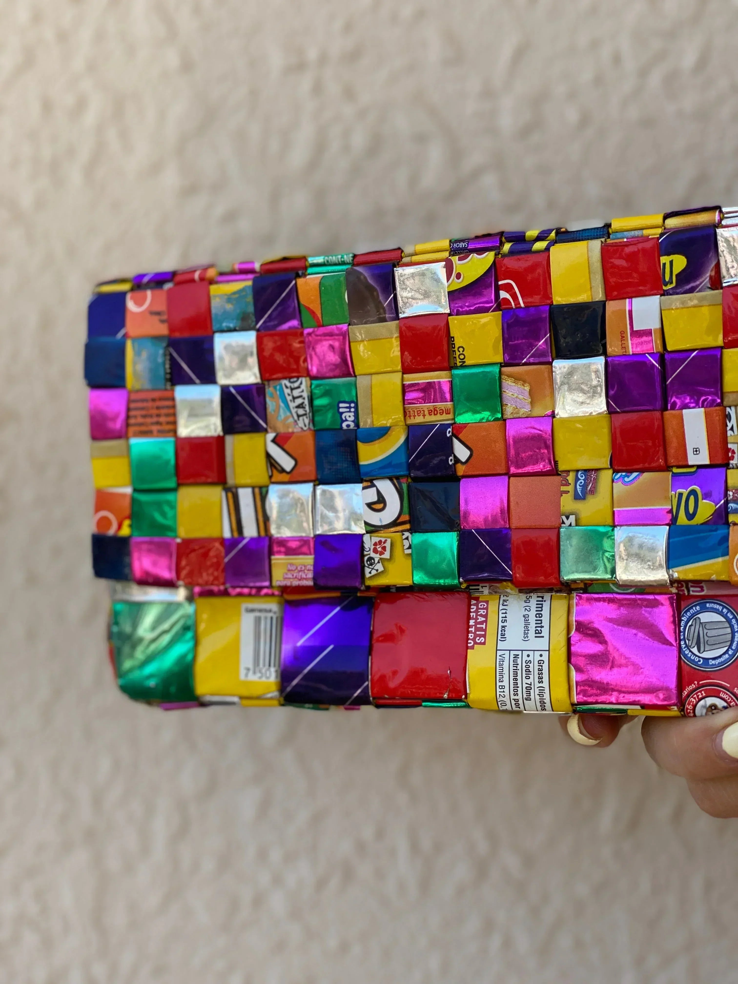 Ecoist Recycled Candy Wrapper Clutch Bag – Handmade Colorful Woven Upcycled Purse