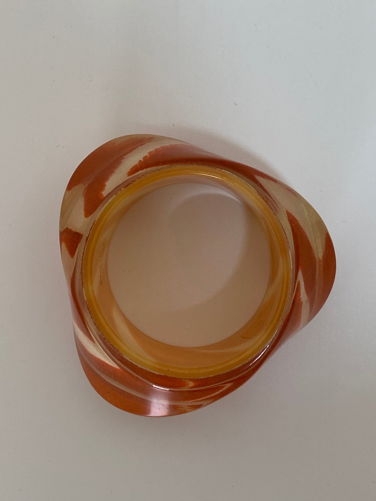 Vintage Kate Spade Chunky Resin Bangle Bracelet Orange and Cream Swirl Statement Cuff