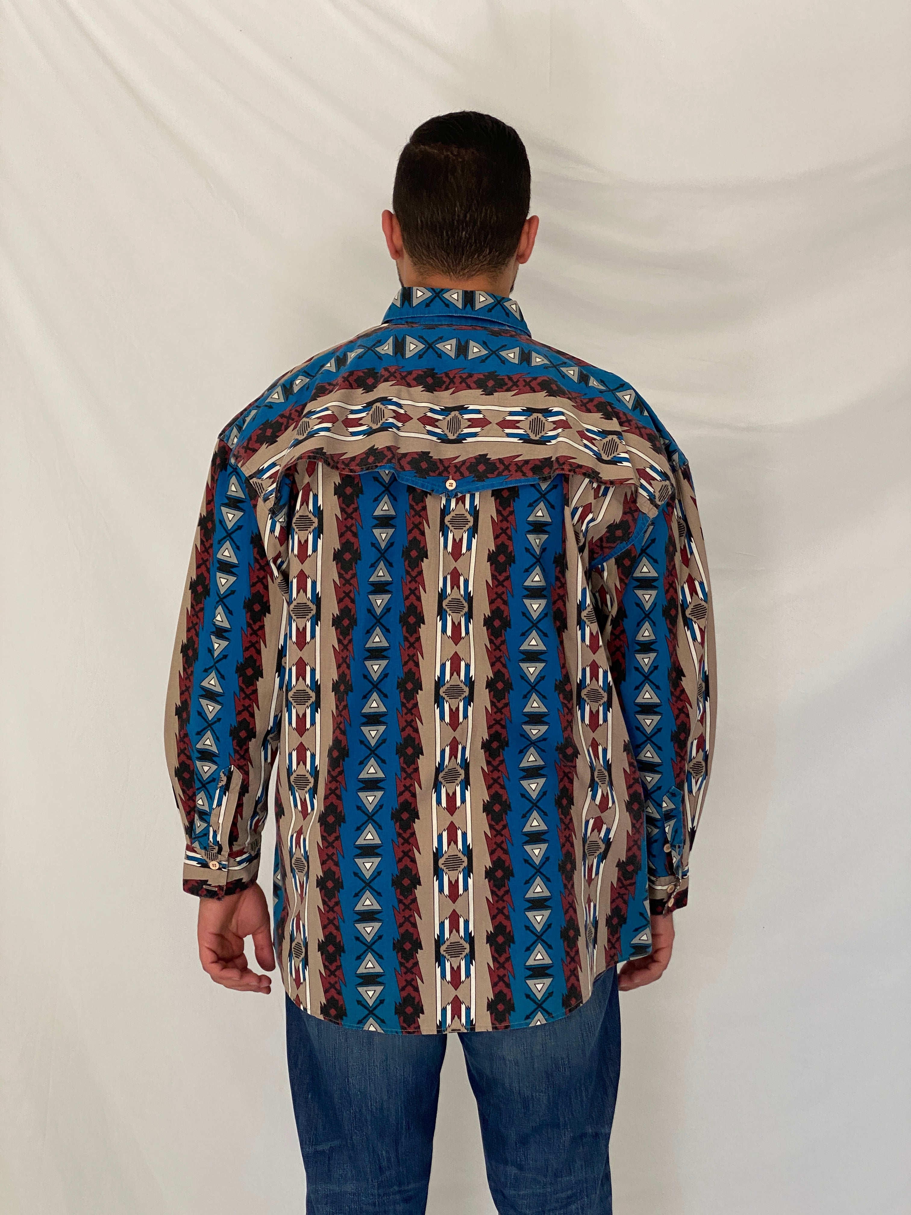 Vintage 90s Western Signatures by EdWest Tribal Cotton Shirt – XL