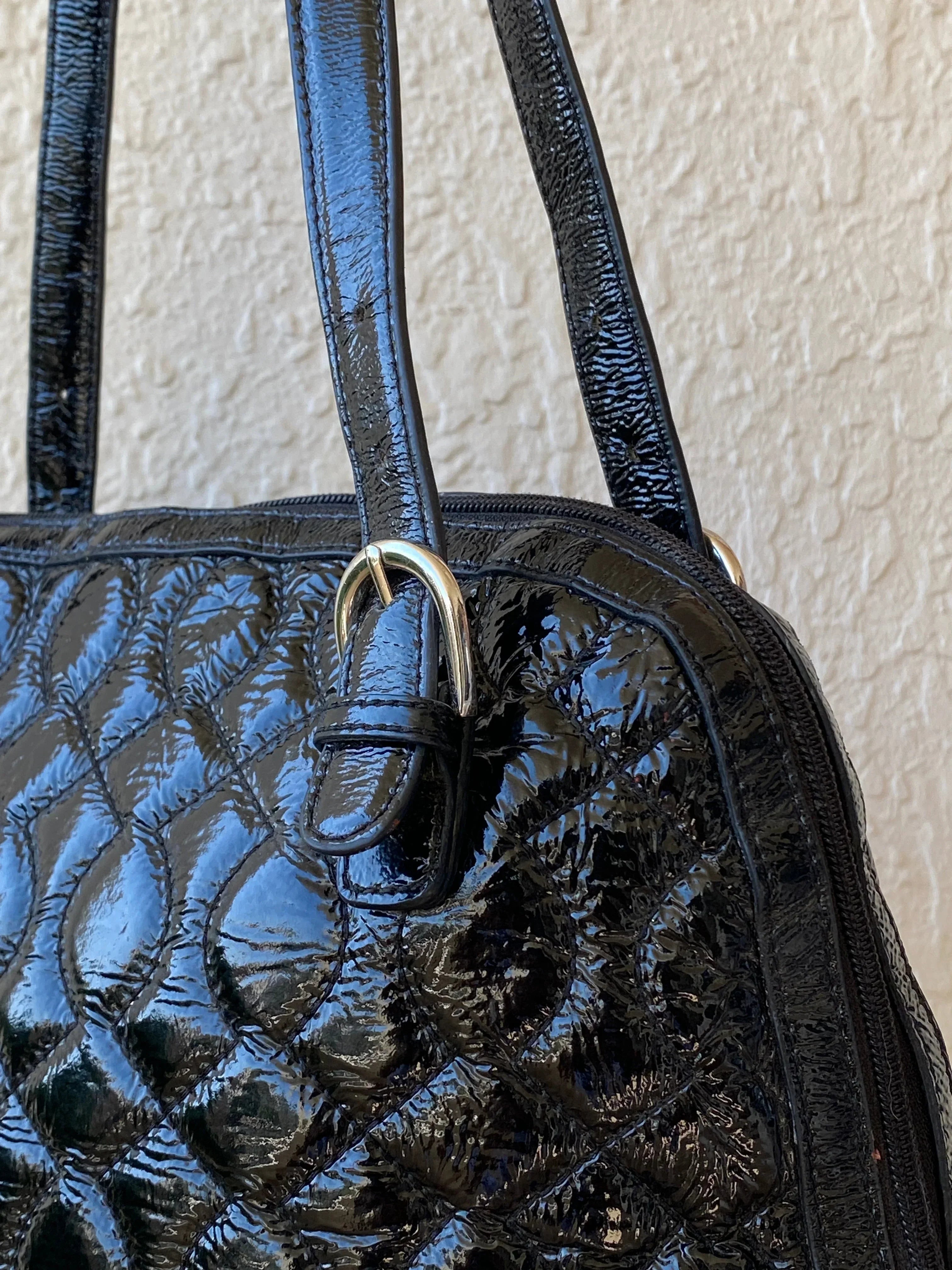 Hobo International Black Purse Patent Leather Quilted Shoulder Bag