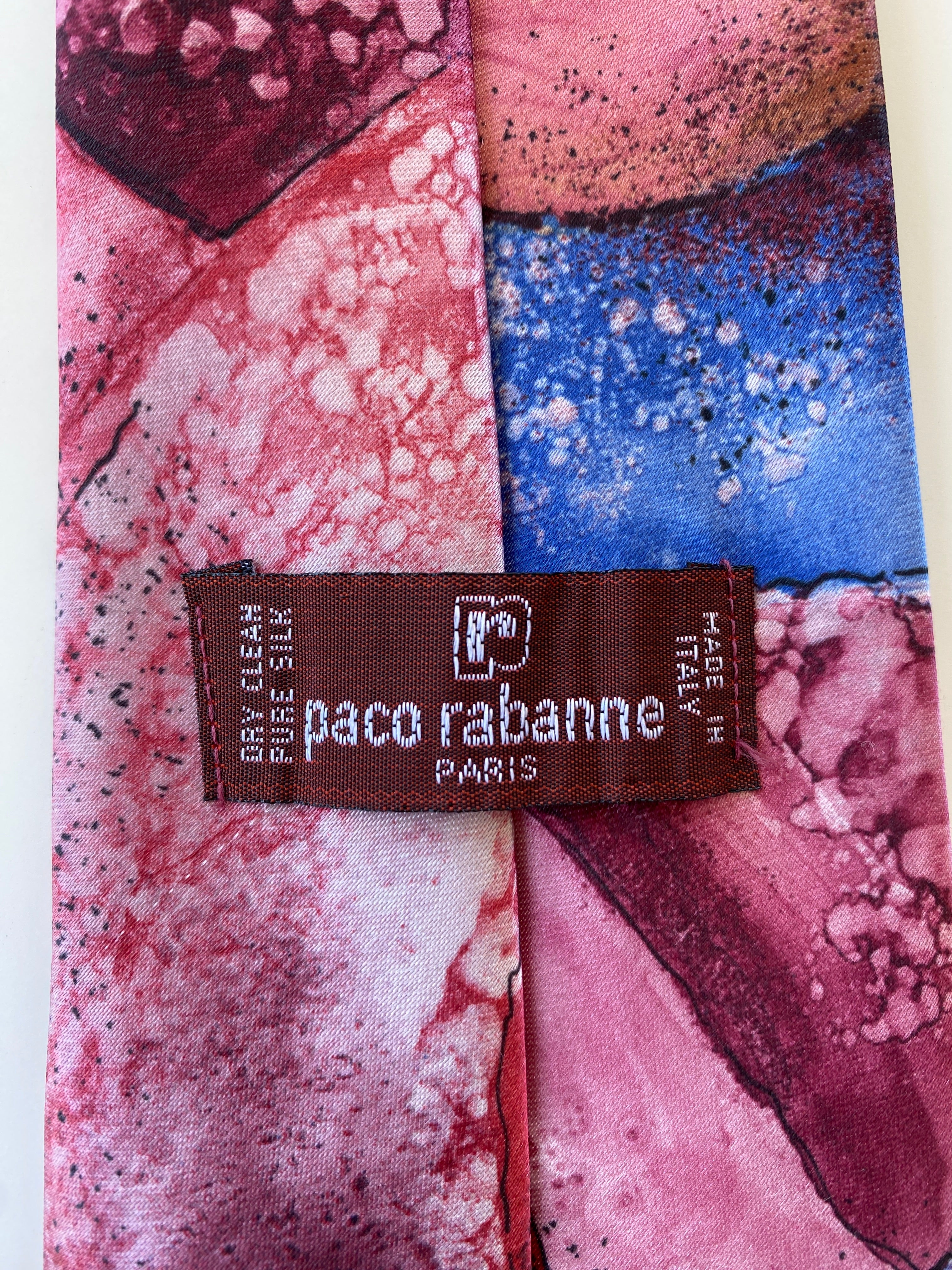 Vintage Paco Rabanne Paris Abstract Painting Printed Men’s Neck Tie